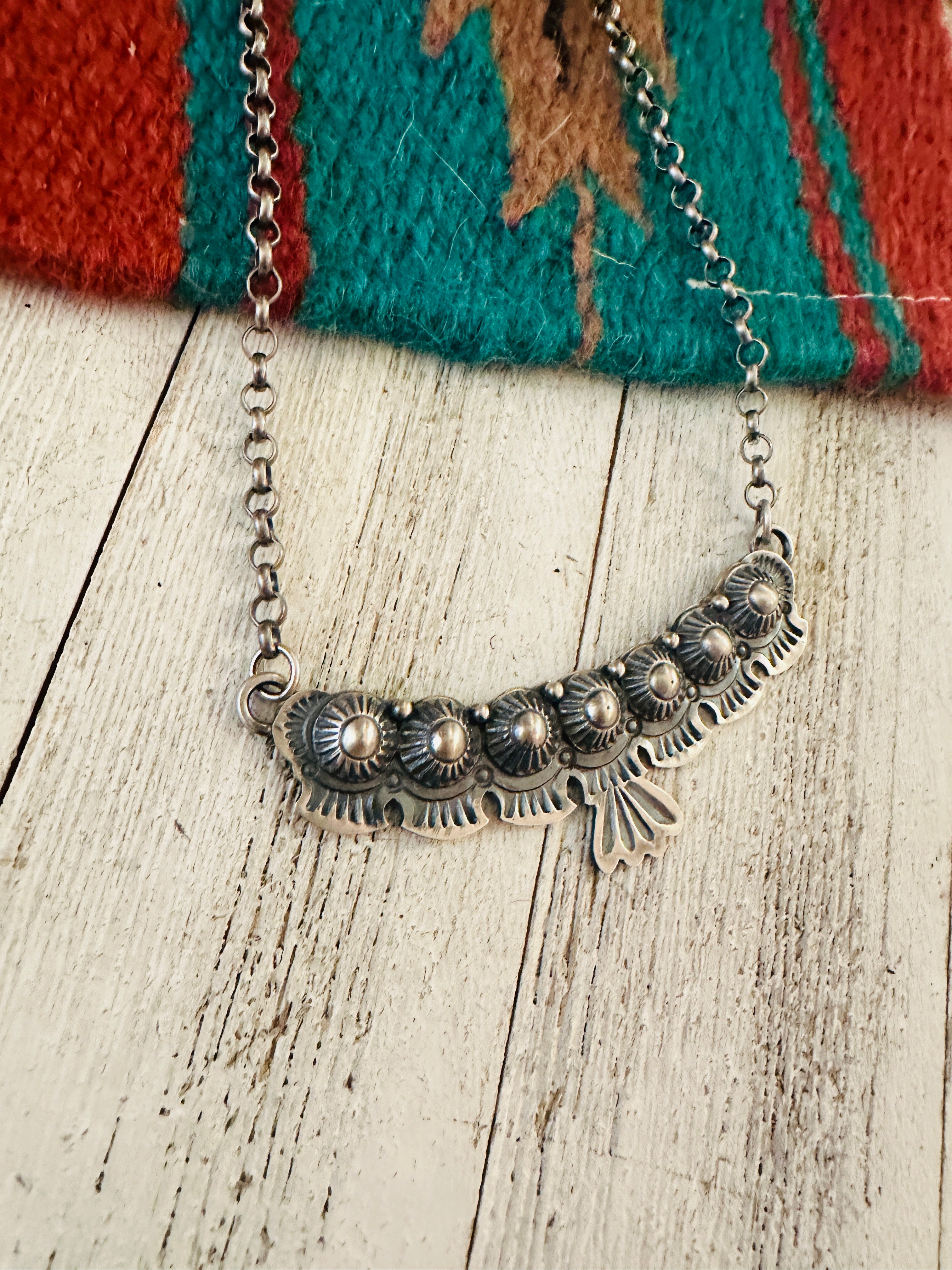 Handcrafted Sterling Silver Studded Necklace by Emer Thompson