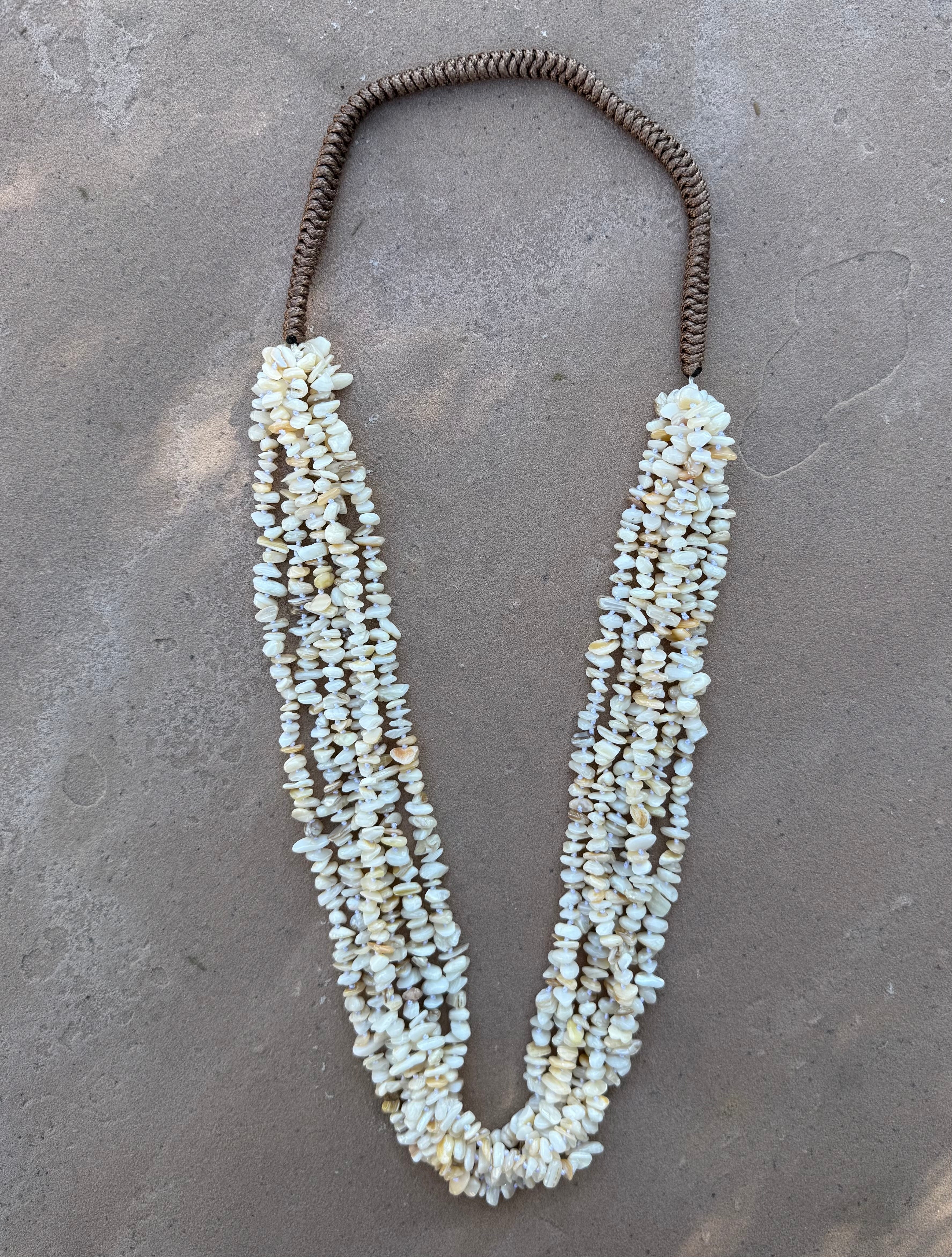 Multi-Strand Mother of Pearl Chip Beaded Necklace