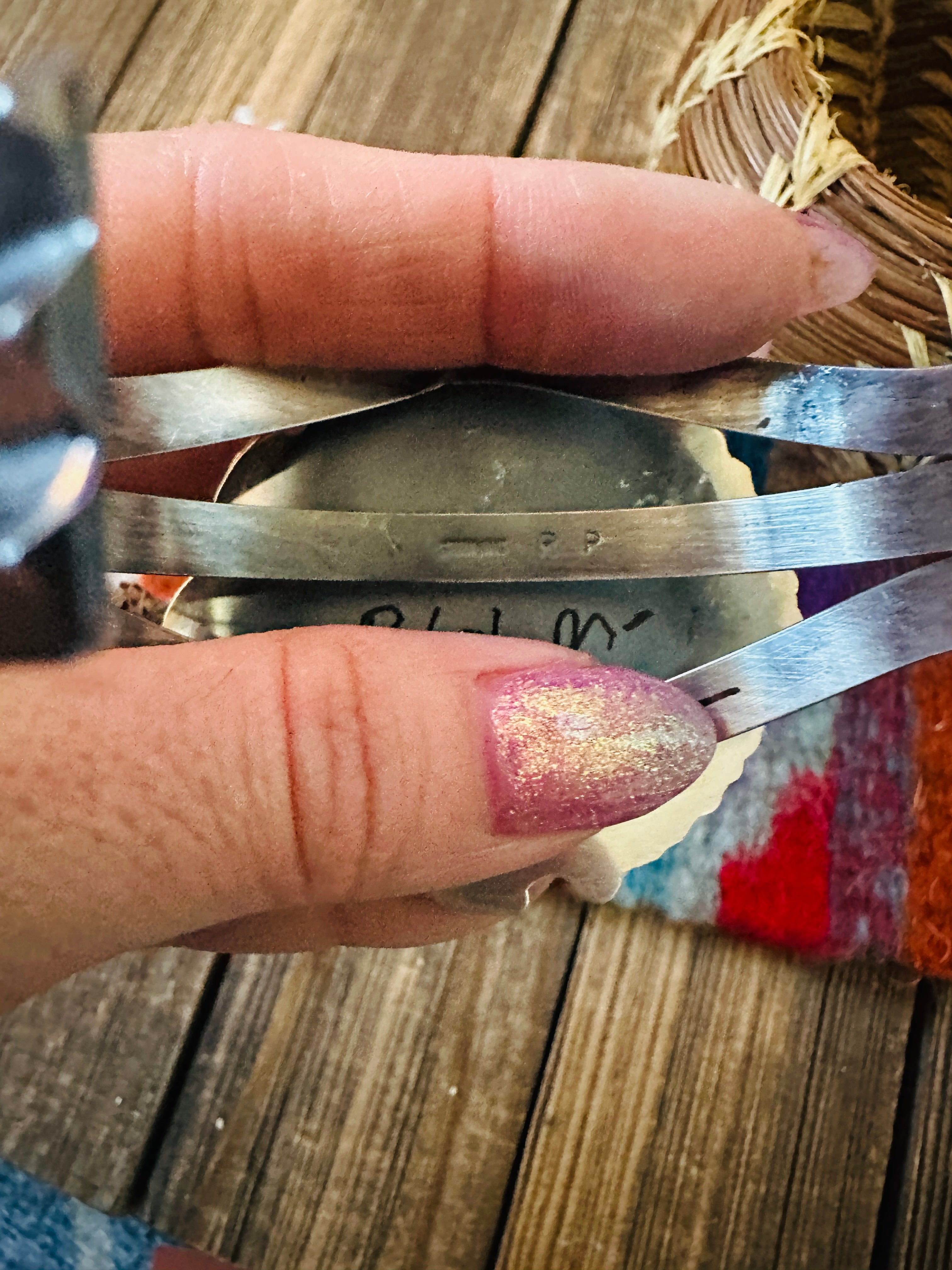 Handcrafted Pilot Mountain Turquoise & Sterling Silver Cuff Bracelet by Rosella Paxson