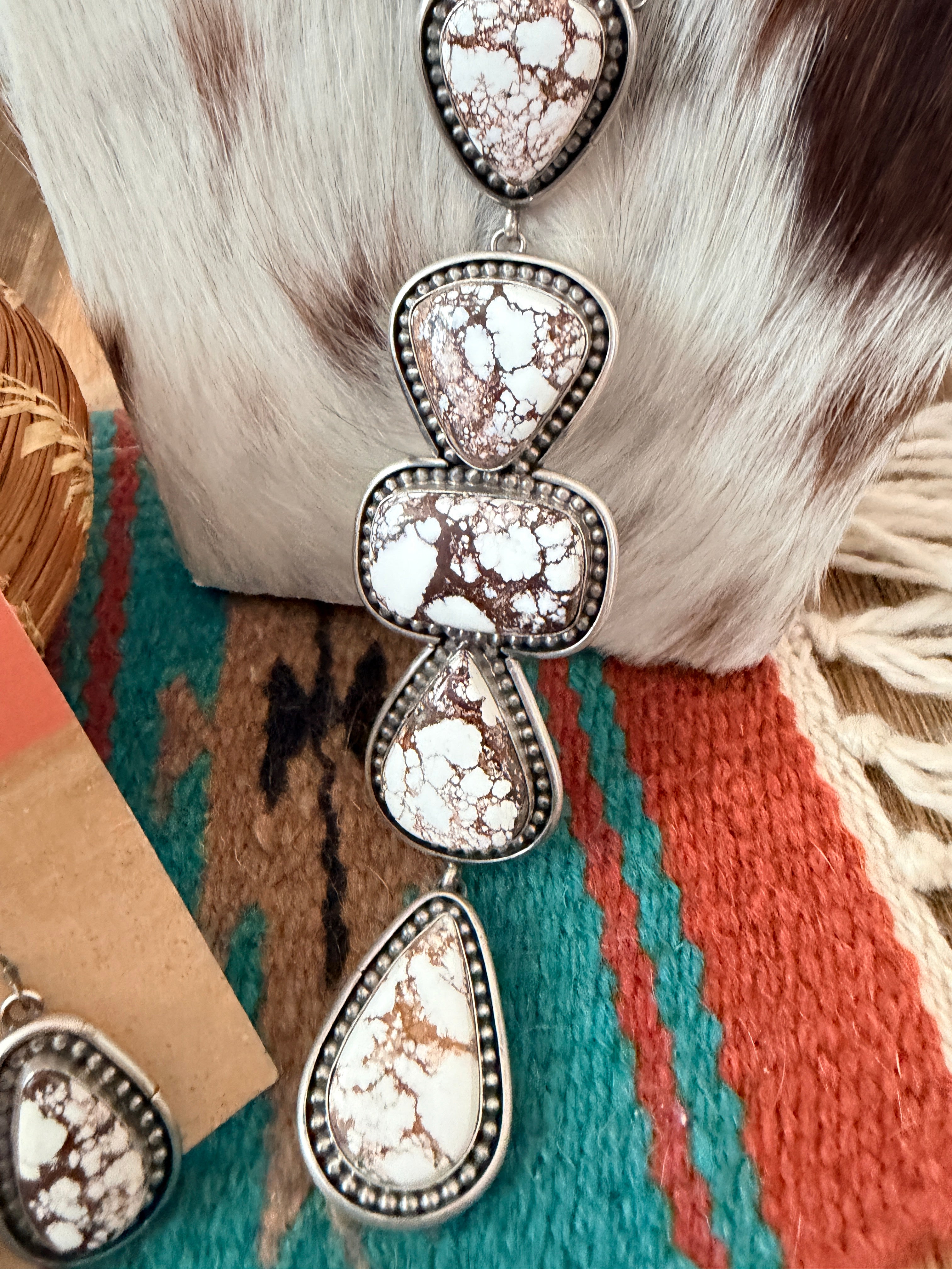 Handcrafted Wild Horse & Sterling Silver Necklace and Earring Set by Mary Ann Spencer