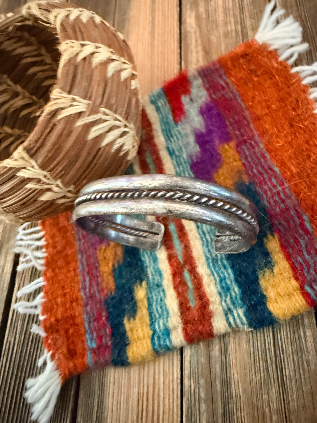 Handcrafted Old Pawn Sterling Silver Cuff Bracelet
