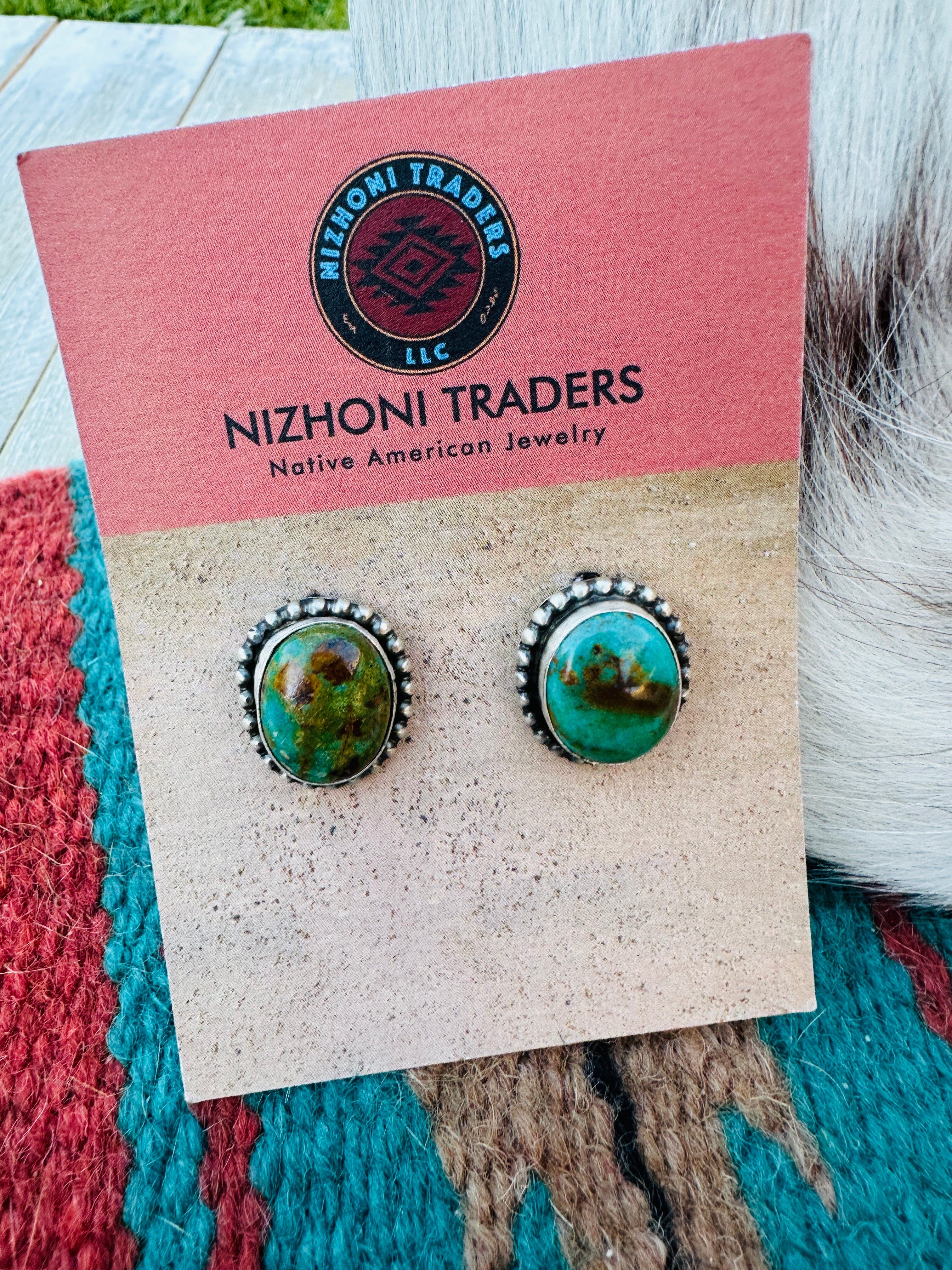 Handcrafted Royston Turquoise & Sterling Silver Necklace and Earring Set