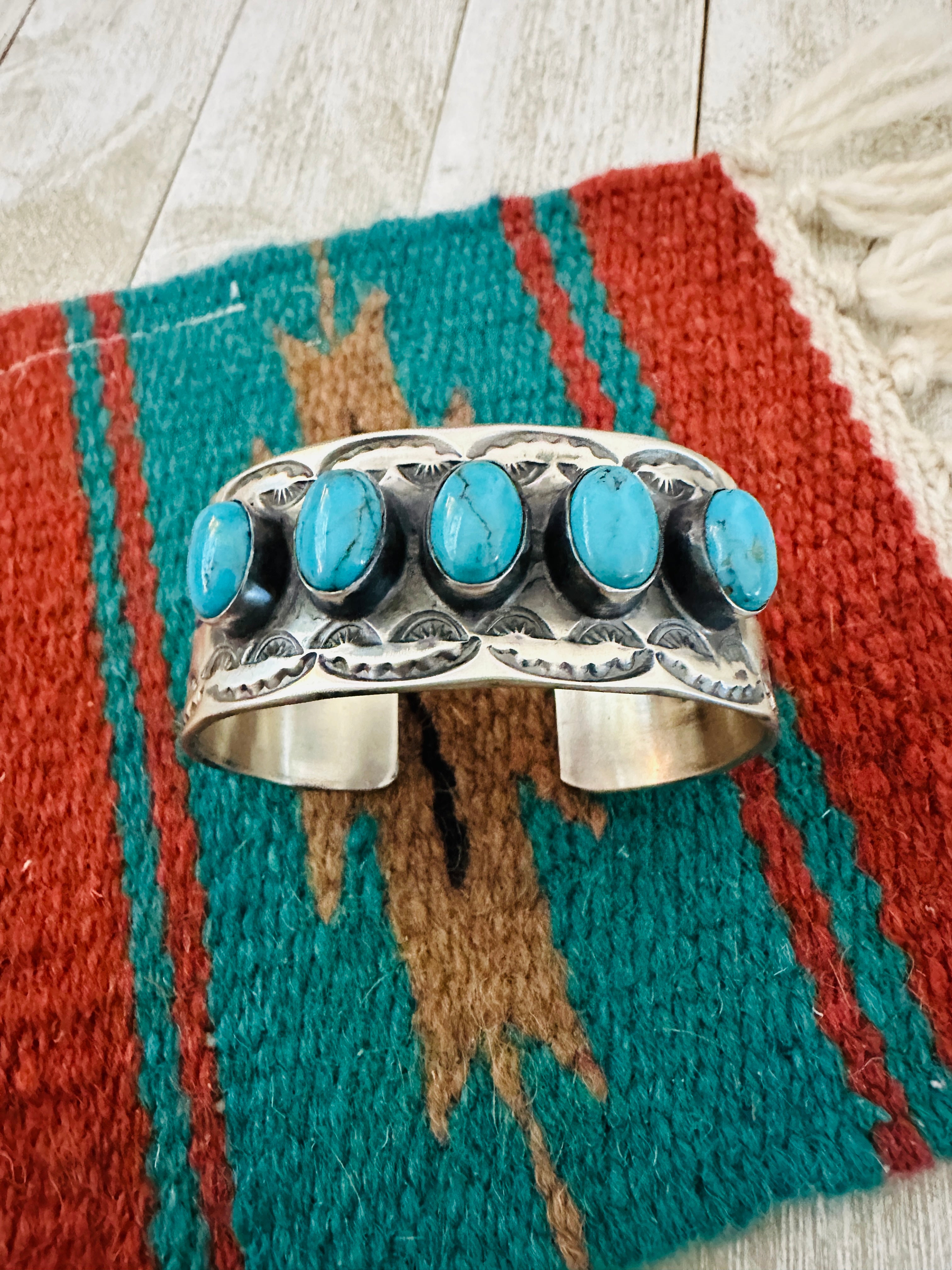 Handcrafted Sterling Silver & Turquoise Cuff Bracelet by Chimney Butte /