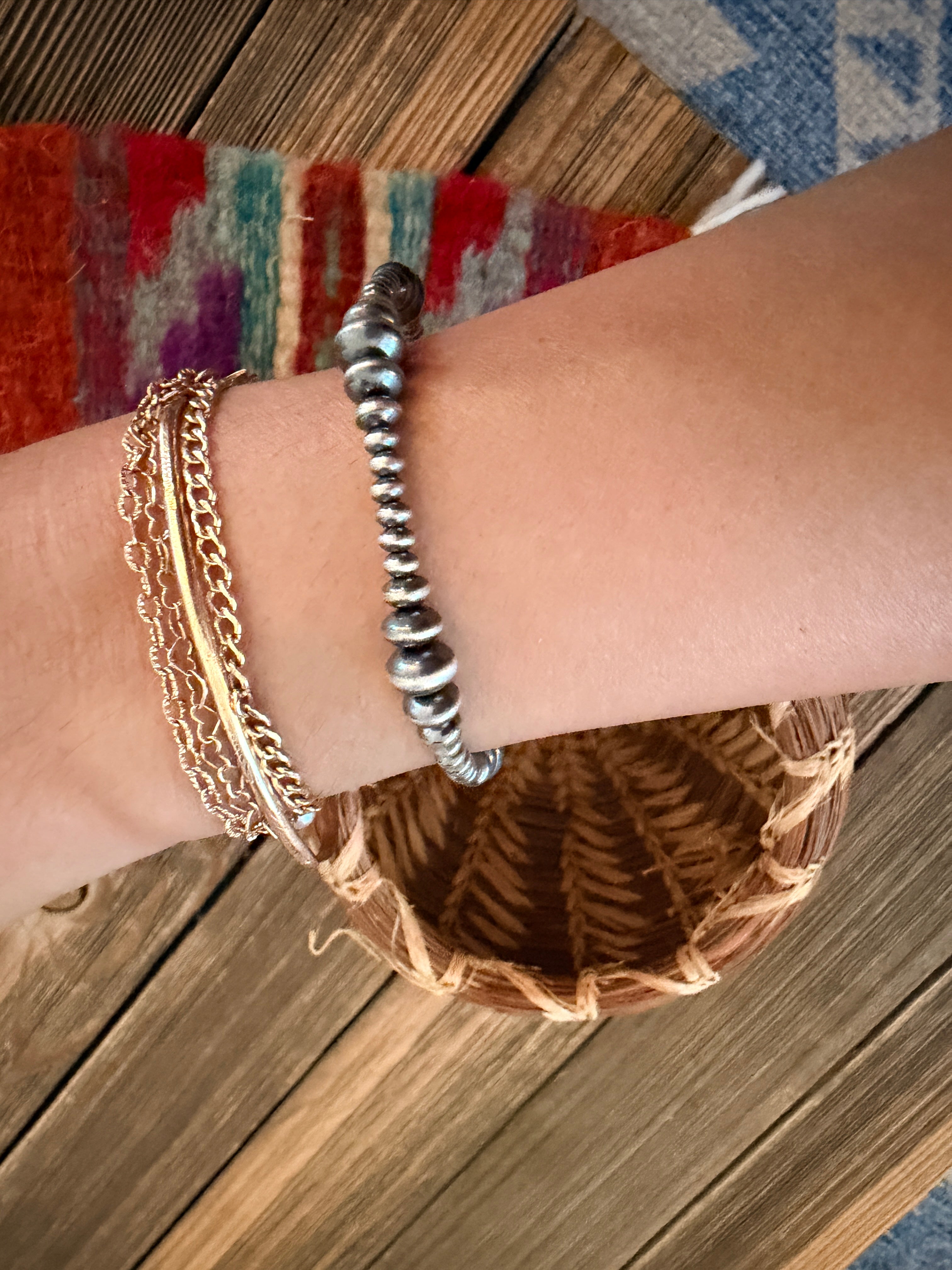 Handcrafted Sterling Silver Pearl Beaded Bracelet