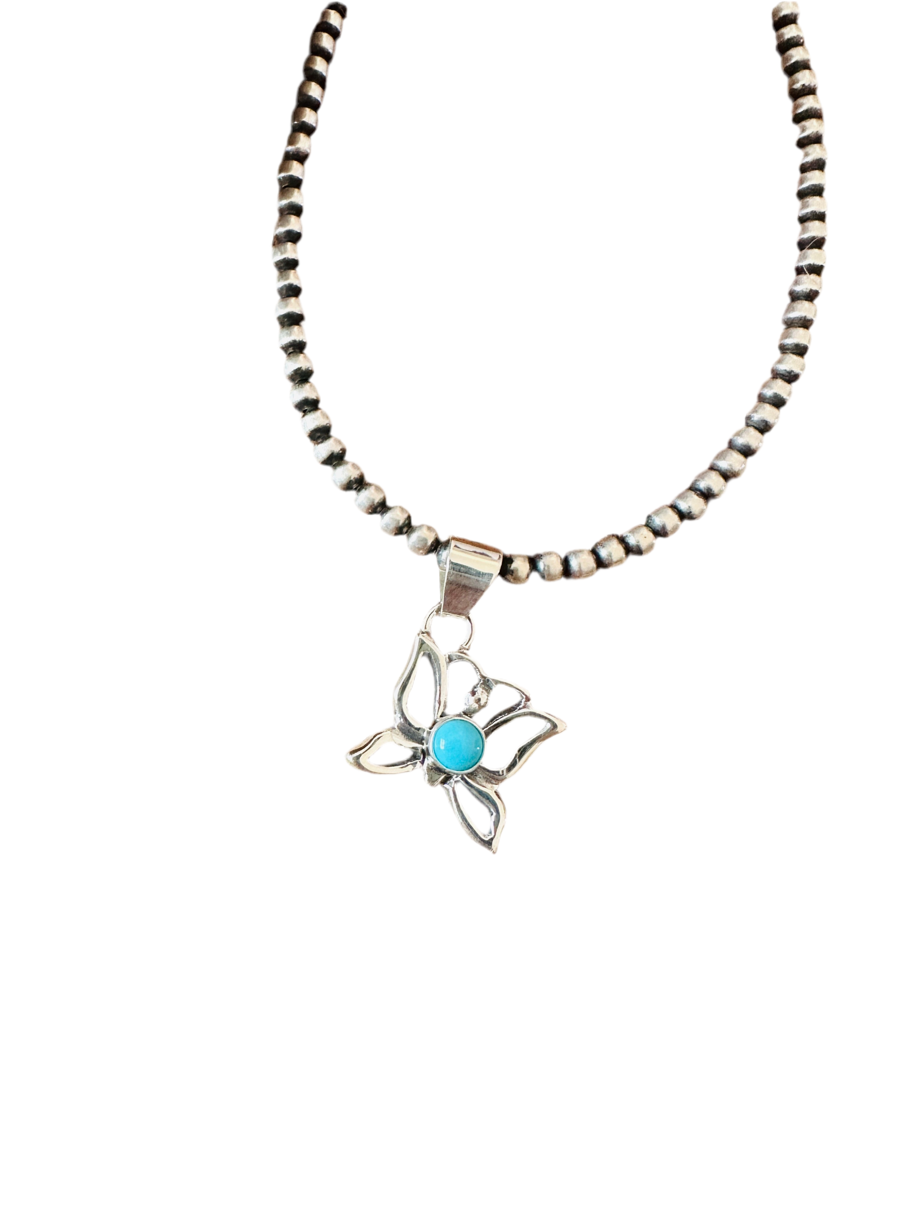 Handcrafted Turquoise & Sterling Silver Mini Butterfly Pendant