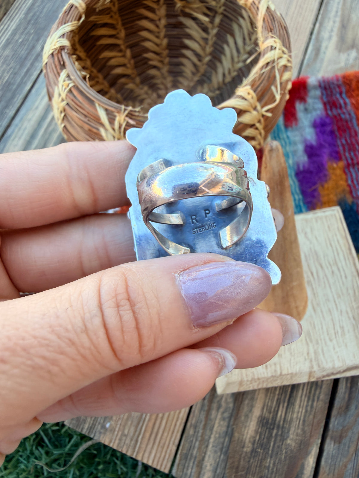 Handcrafted Royston Turquoise & Sterling Silver Ring 7.25 by Rosella Paxson