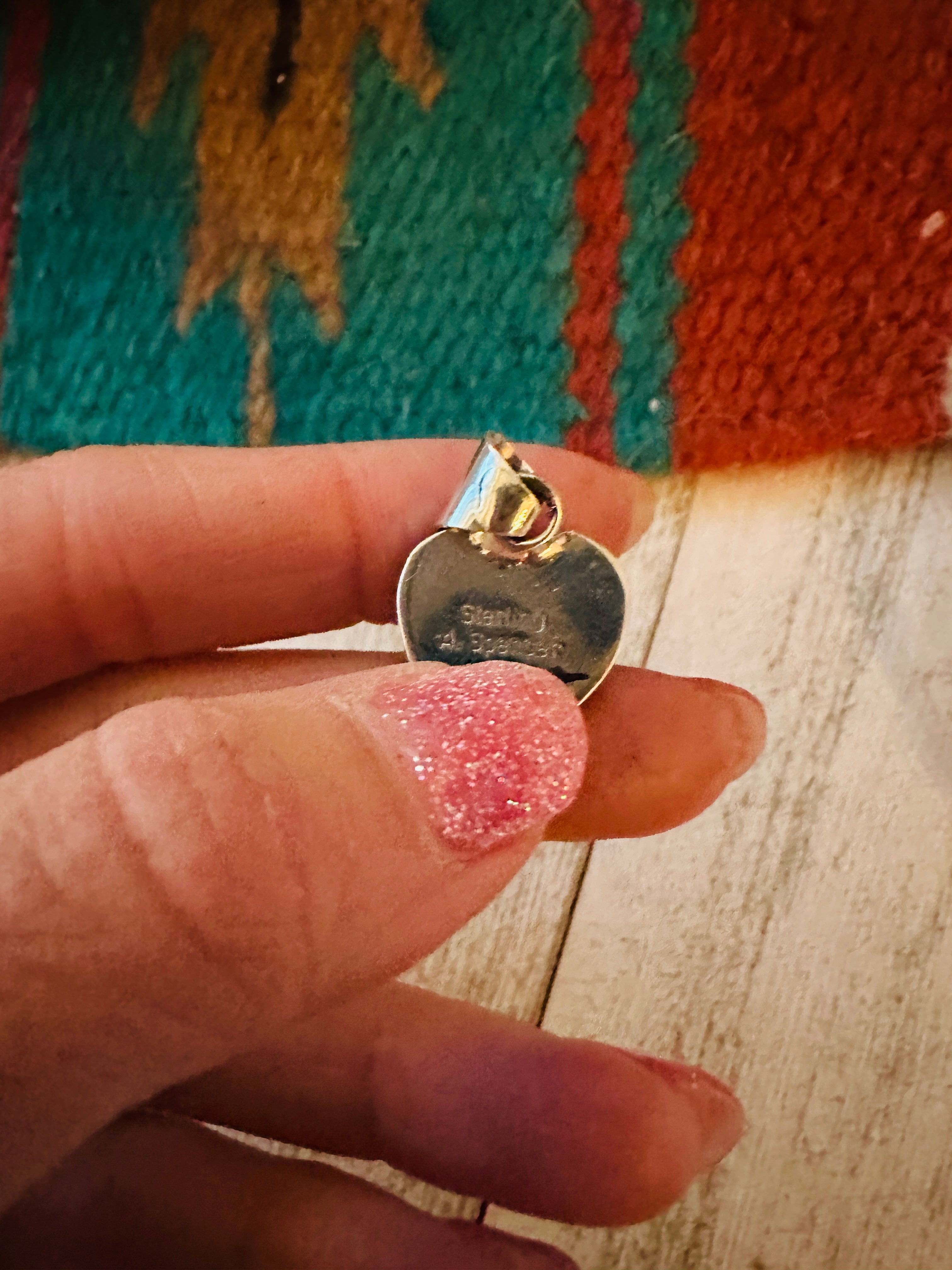 Handcrafted Turquoise & Sterling Silver Inlay Heart Pendant