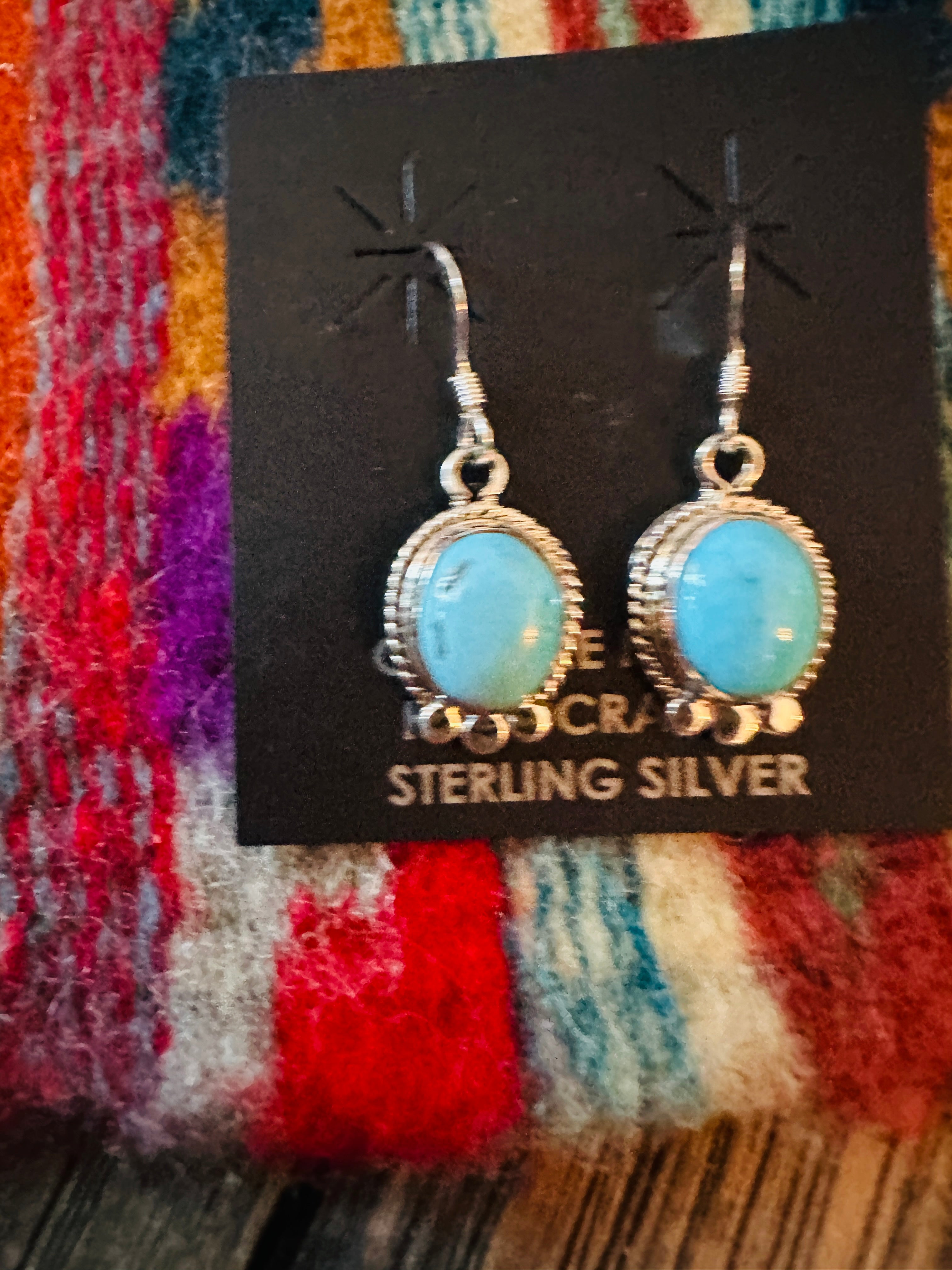 Handcrafted Turquoise & Sterling Silver Dangle Earrings