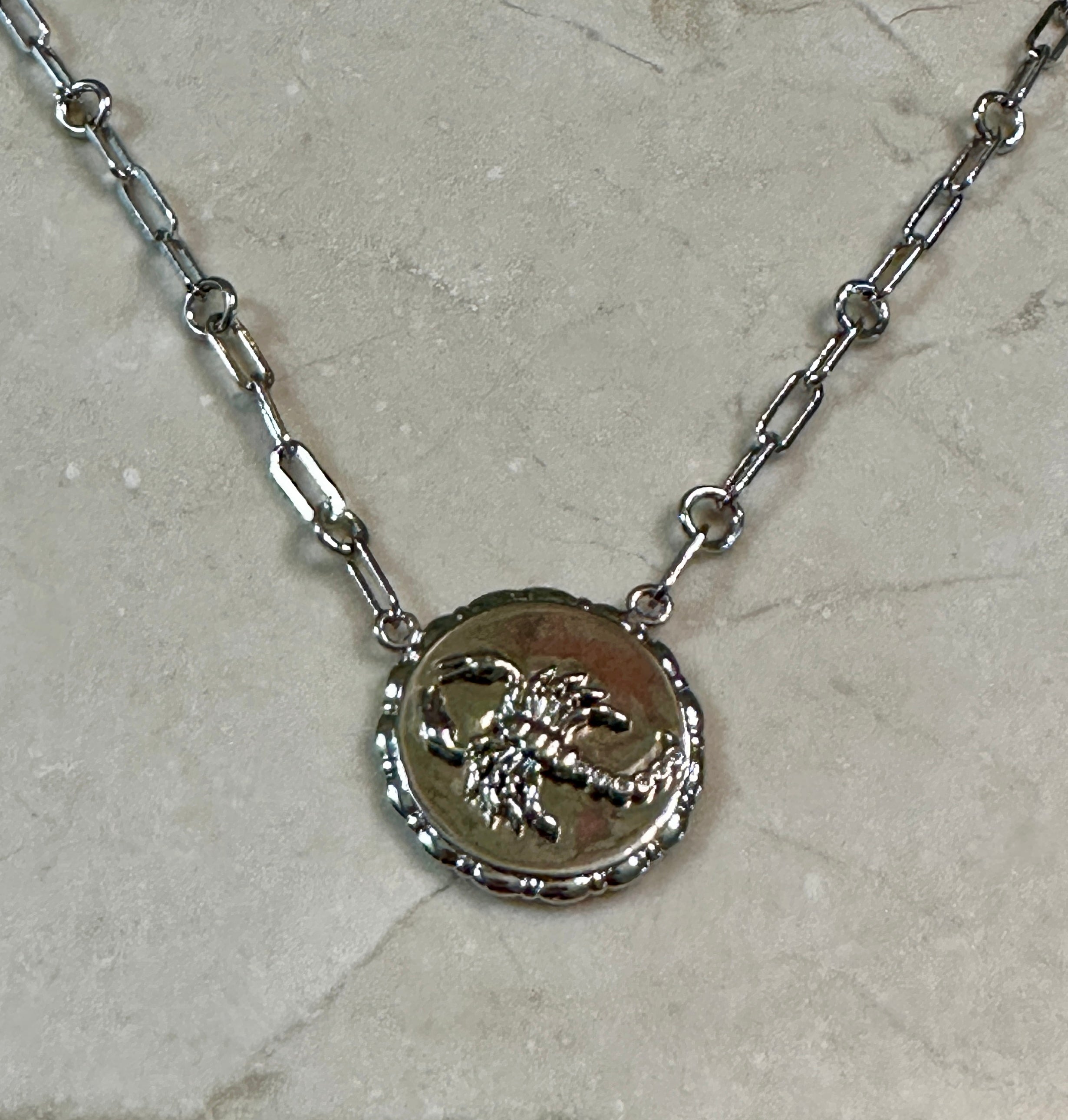 Bold CZ Zodiac Link Scorpio Necklace