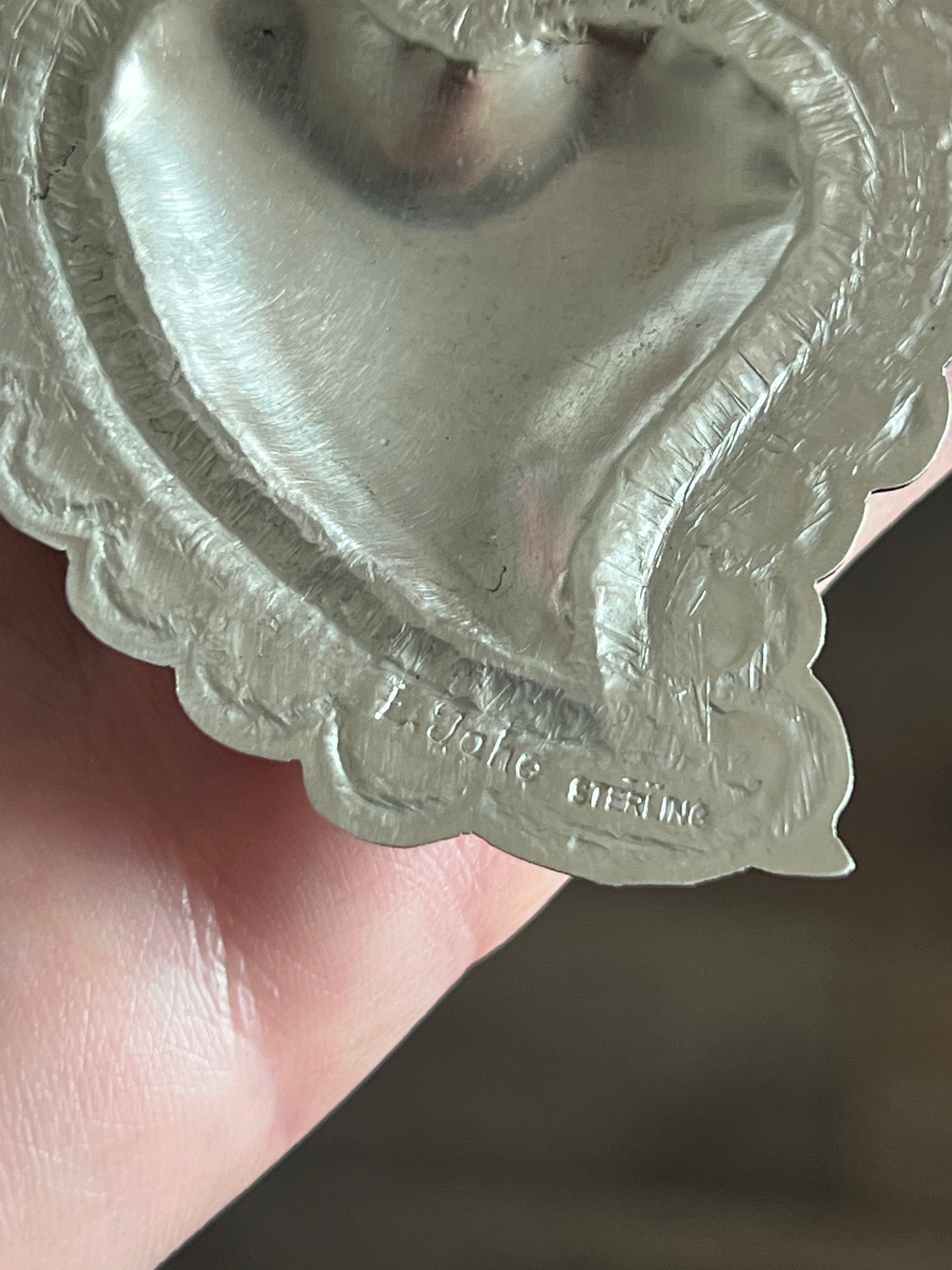 Handcrafted crafted Sterling Silver Stamped Repousse Heart Earrings by Leander Tahe, AH1