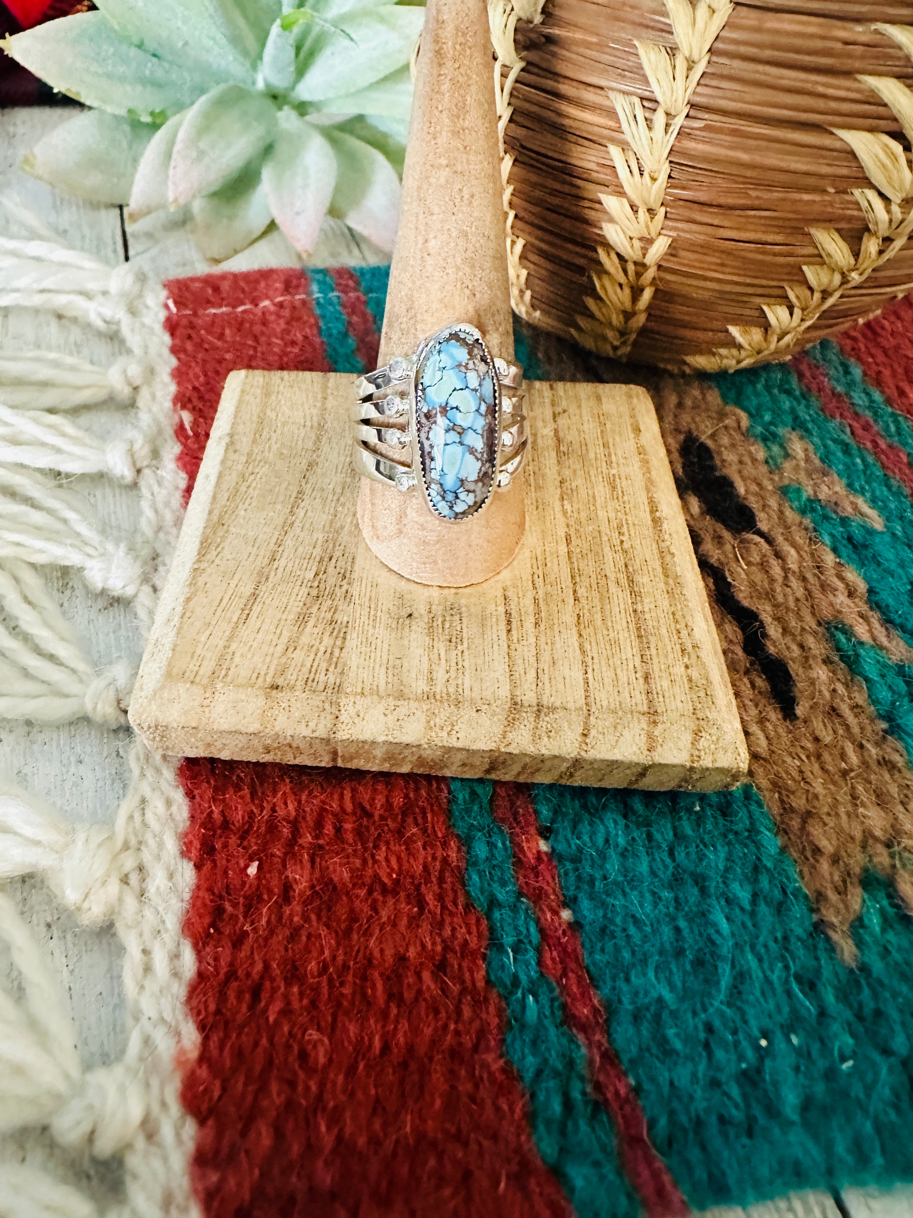 Navajo Variscite & Sterling Silver Ring Size 9.5