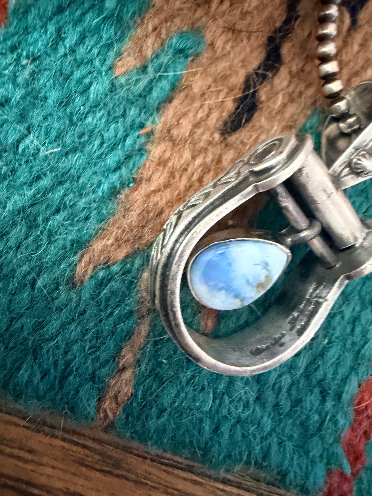 Handcrafted Sterling Silver & Turquoise Stirrup Pendant by Charles Johnson