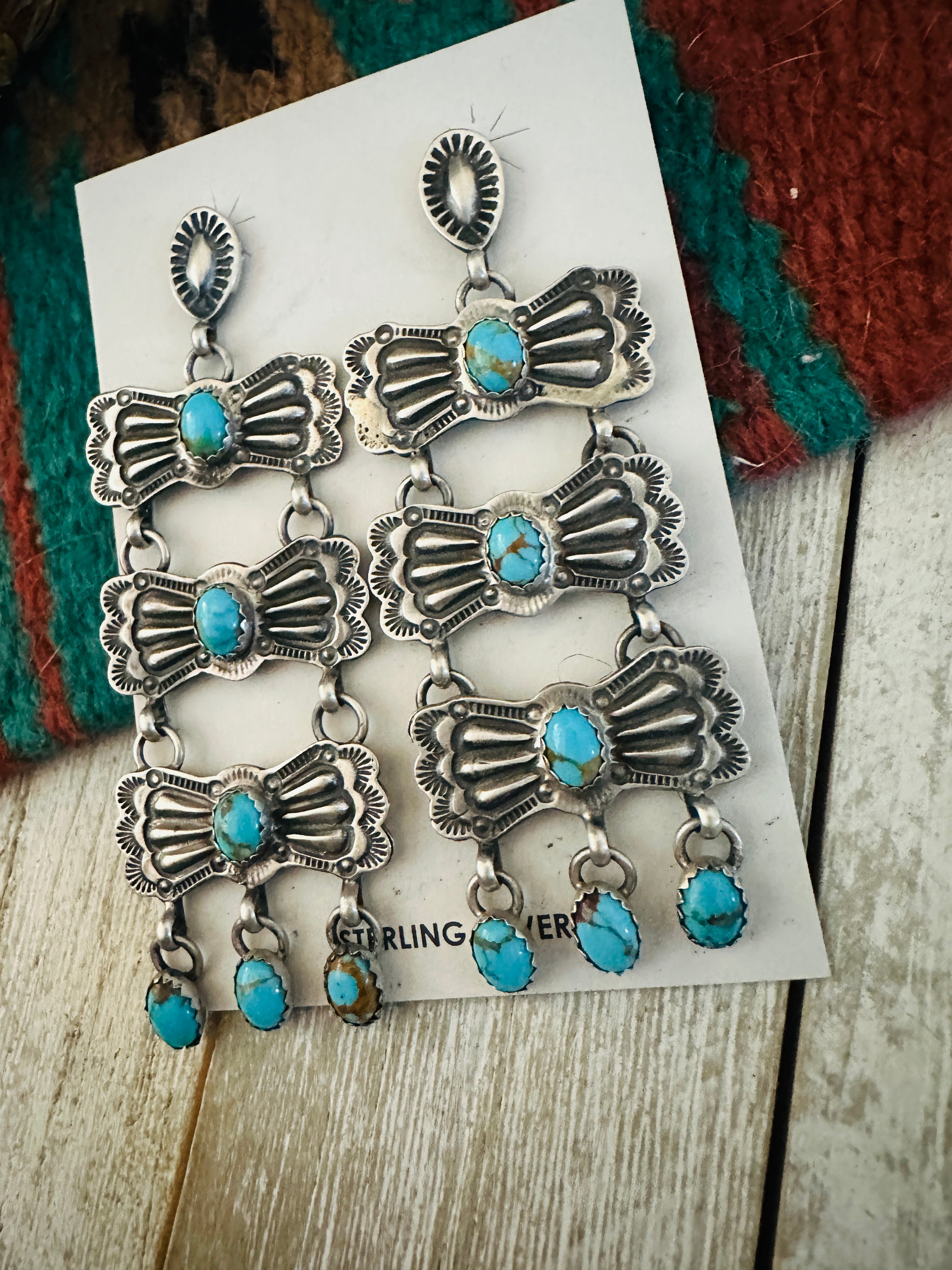 Handcrafted Turquoise & Sterling Silver Dangle Earrings