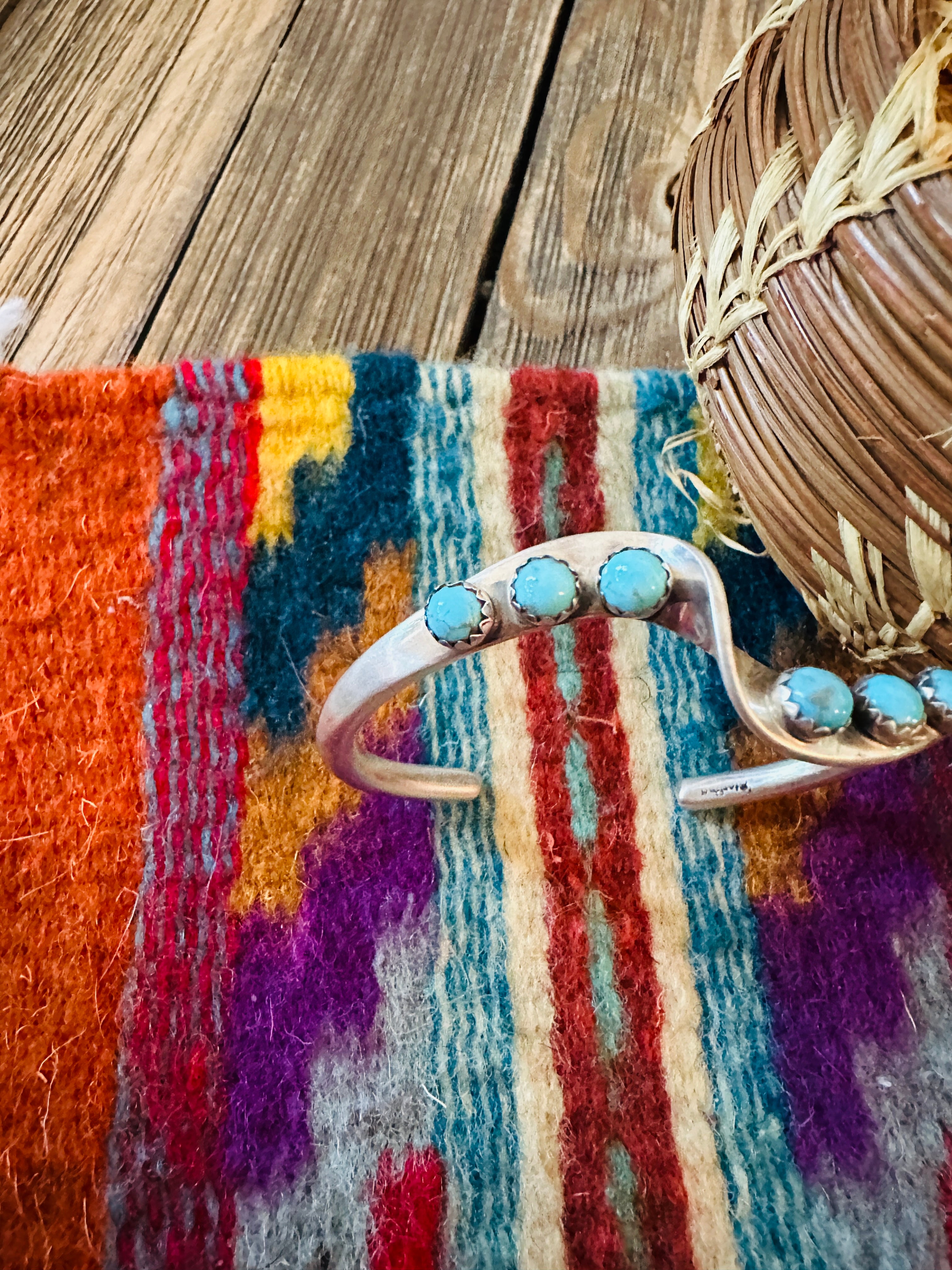 Handcrafted Twisted Sterling Silver & Turquoise Cuff Bracelet