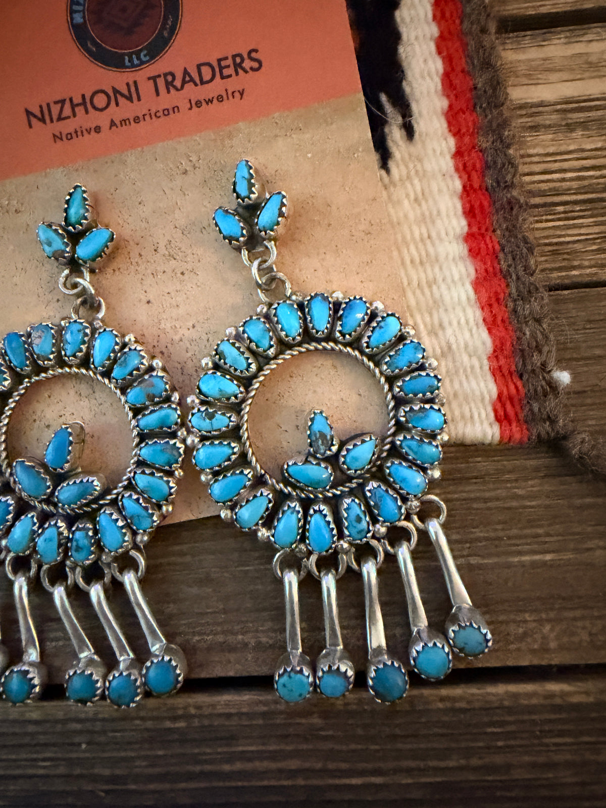 Handcrafted Sleeping Beauty Turquoise & Sterling Silver Cluster Dangle Earrings by Juliana Williams