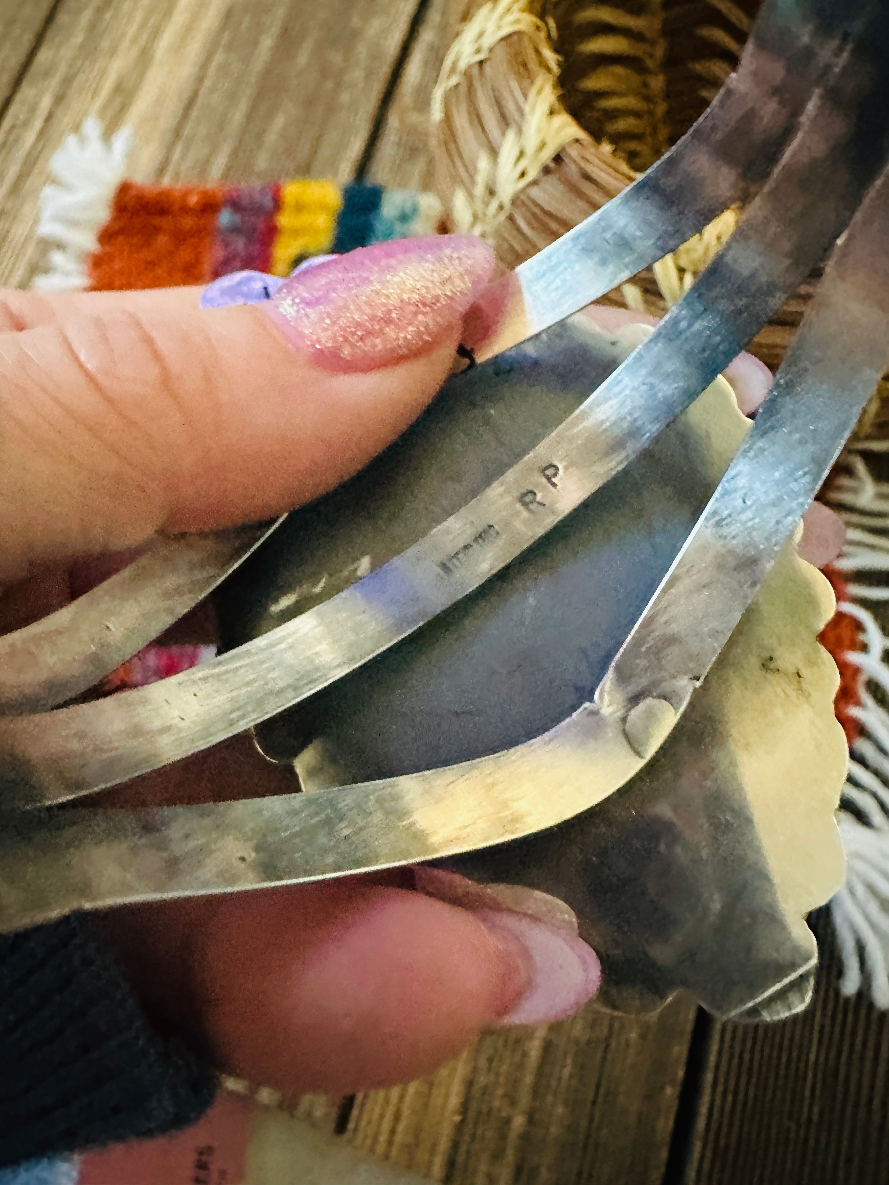 Handcrafted Pilot Mountain Turquoise & Sterling Silver Cuff Bracelet by Rosella Paxson