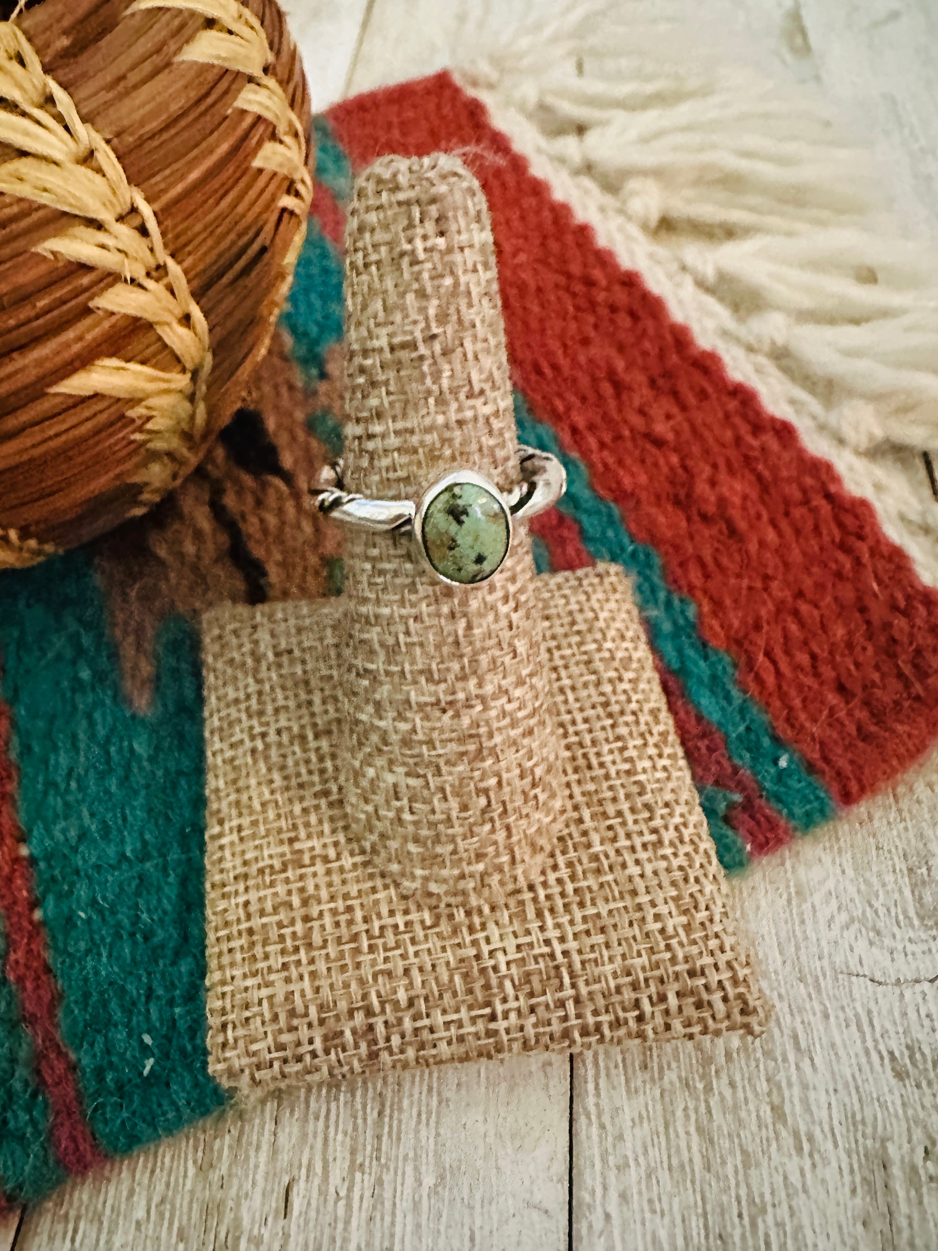 Handcrafted Sterling Silver & Turquoise Ring Size 5.5