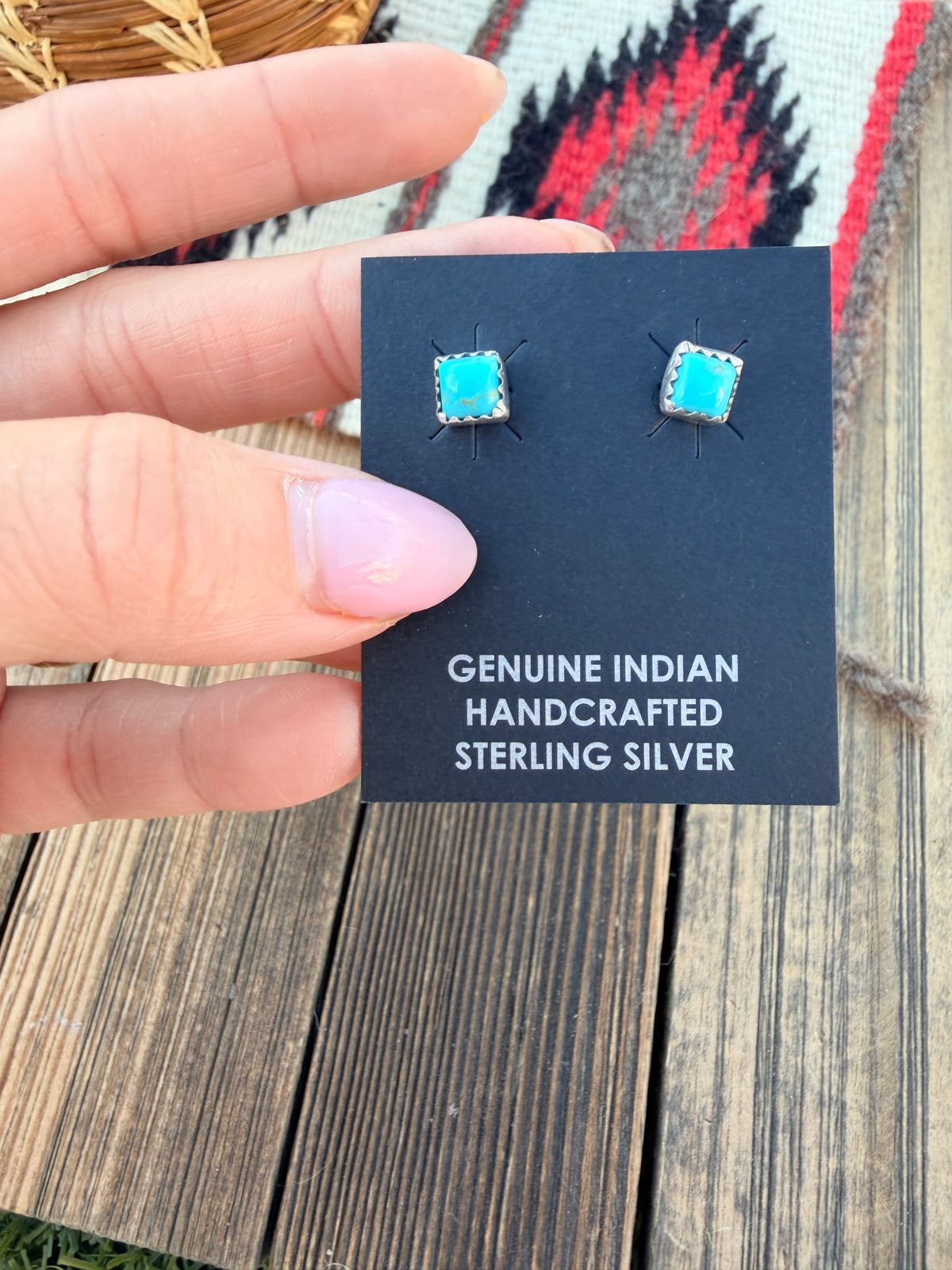 Handcrafted Turquoise & Sterling Silver Stud Earrings