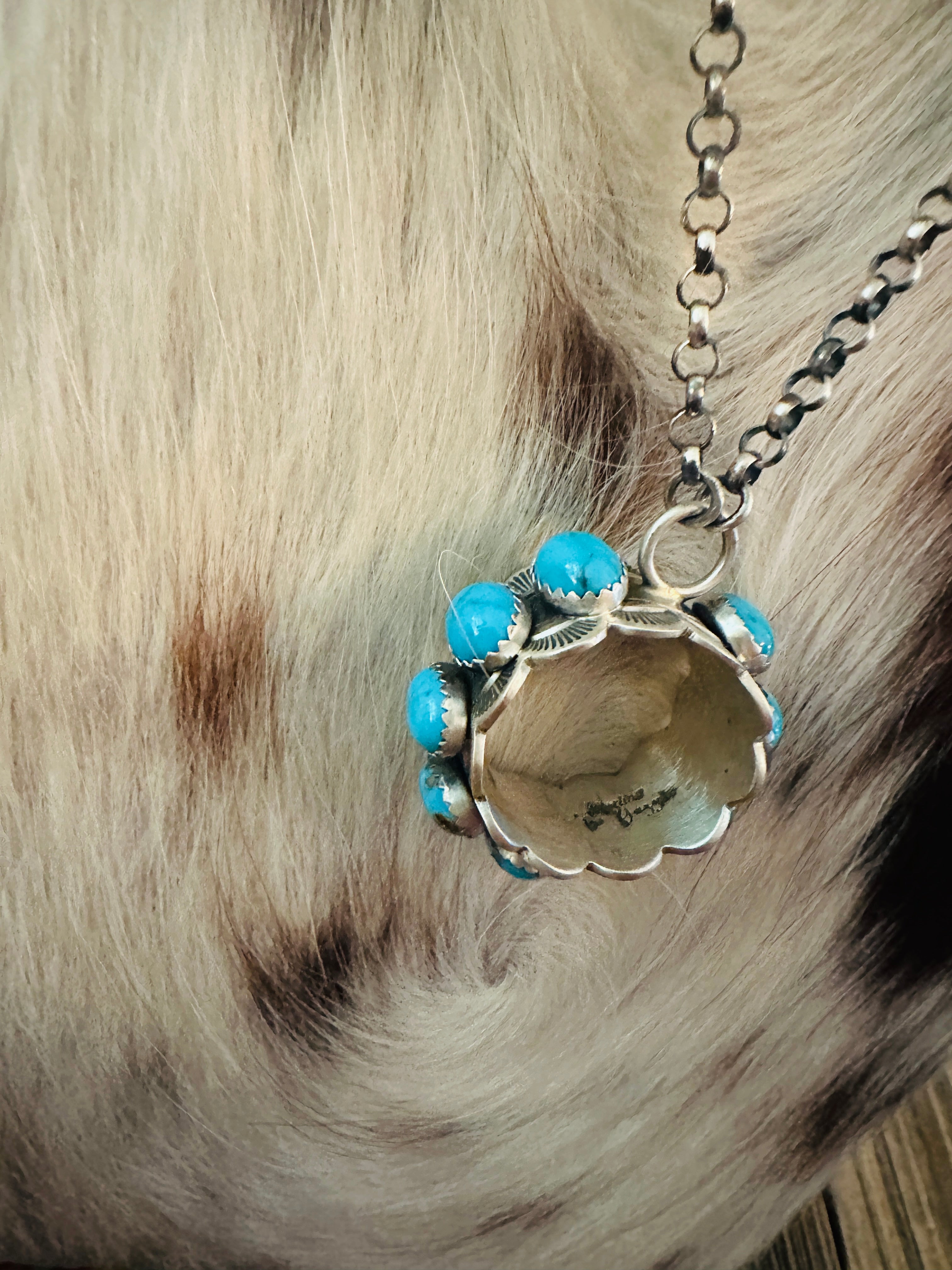 Handcrafted Turquoise & Sterling Silver Ring Necklace by Patrick Yazzie