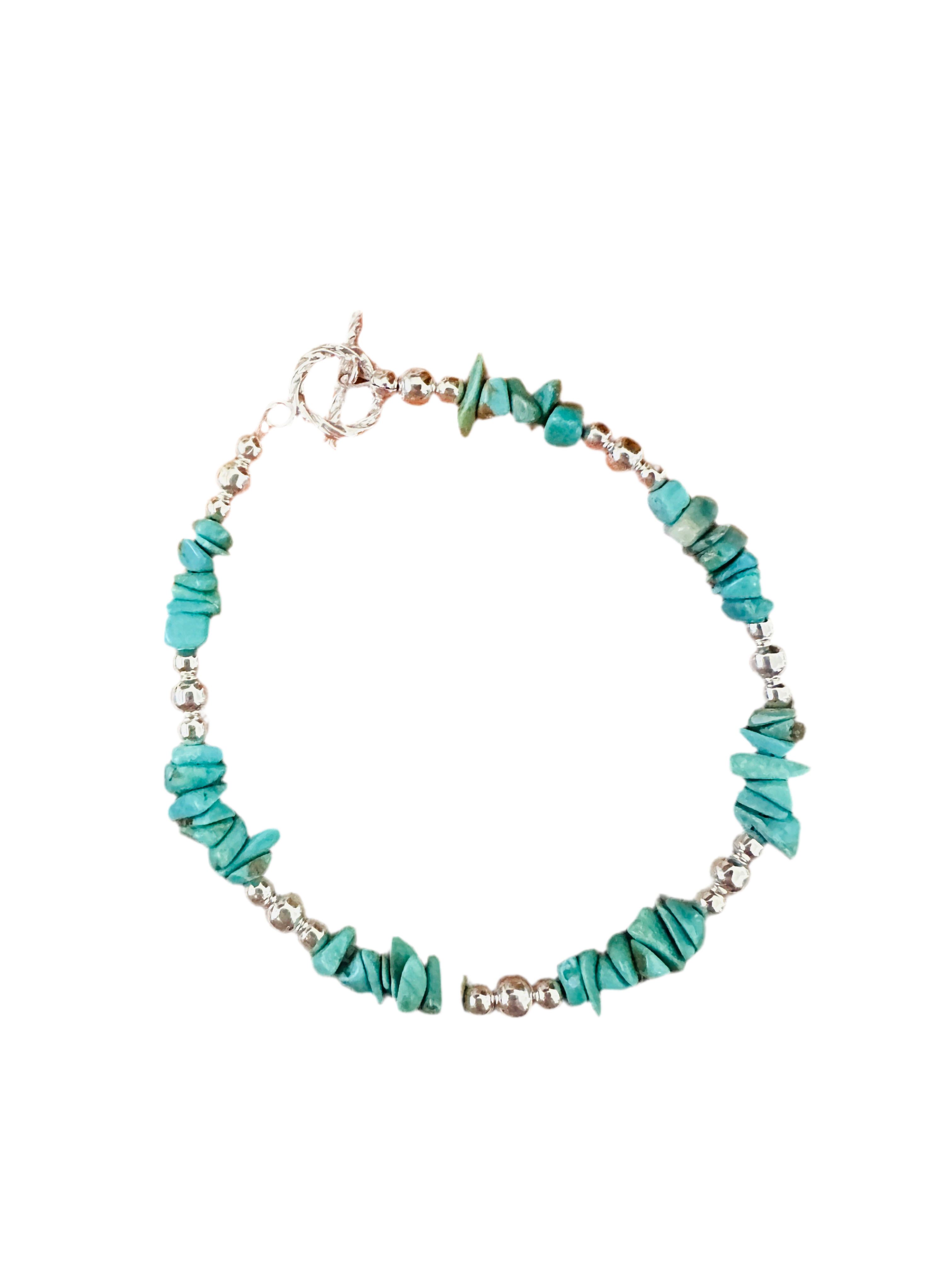 Handcrafted Sterling Silver Pearl & Turquoise Beaded Bracelet