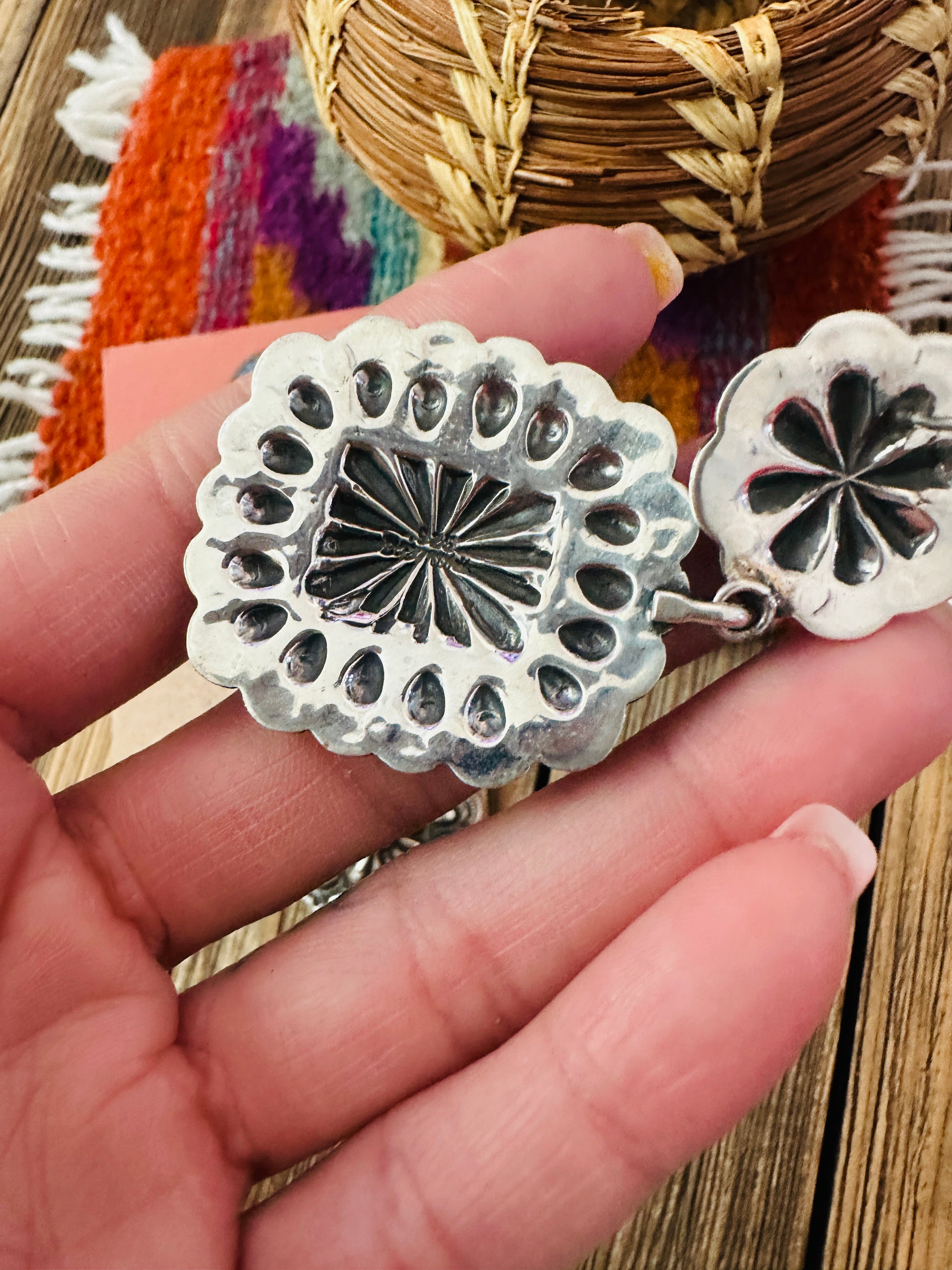 Handcrafted Sterling Silver Concho Dangle Earrings