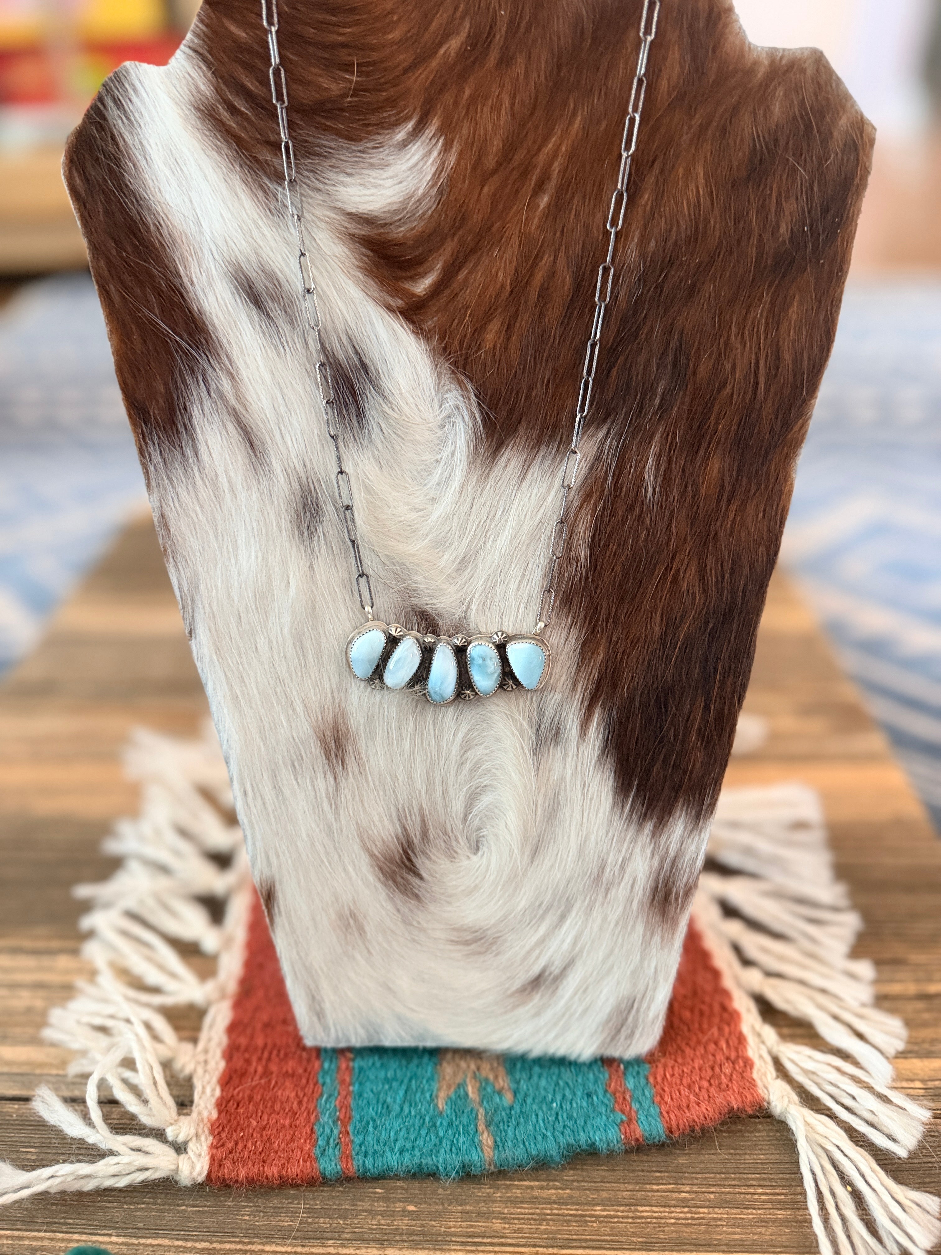 Handmade Sterling Silver and Larimar Necklace Necklace