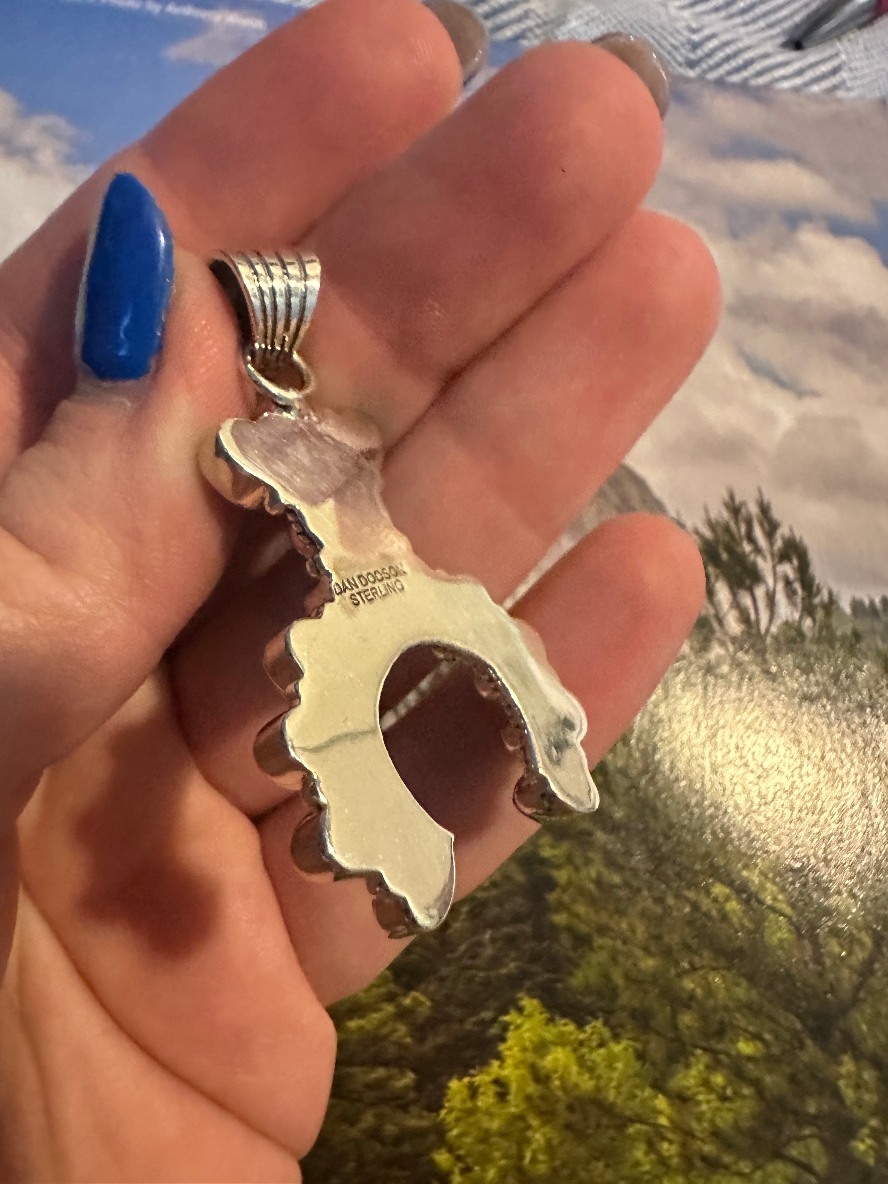 Handmade Sterling Silver Turquoie Naja Pendant By Dan Dodson more green