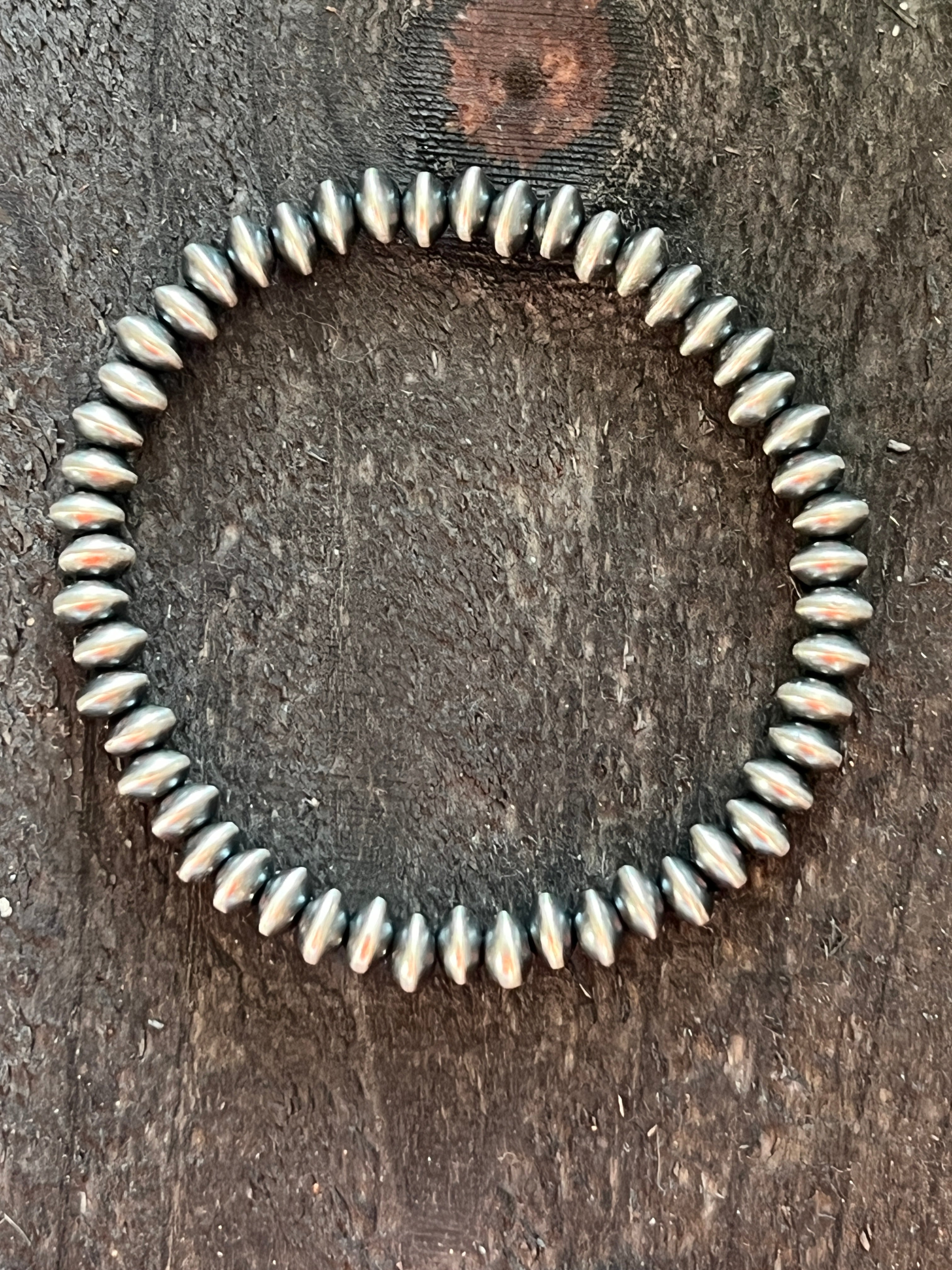 Vinita Cowboy Handmade Sterling Silver 5.5mm Stretch Bracelet