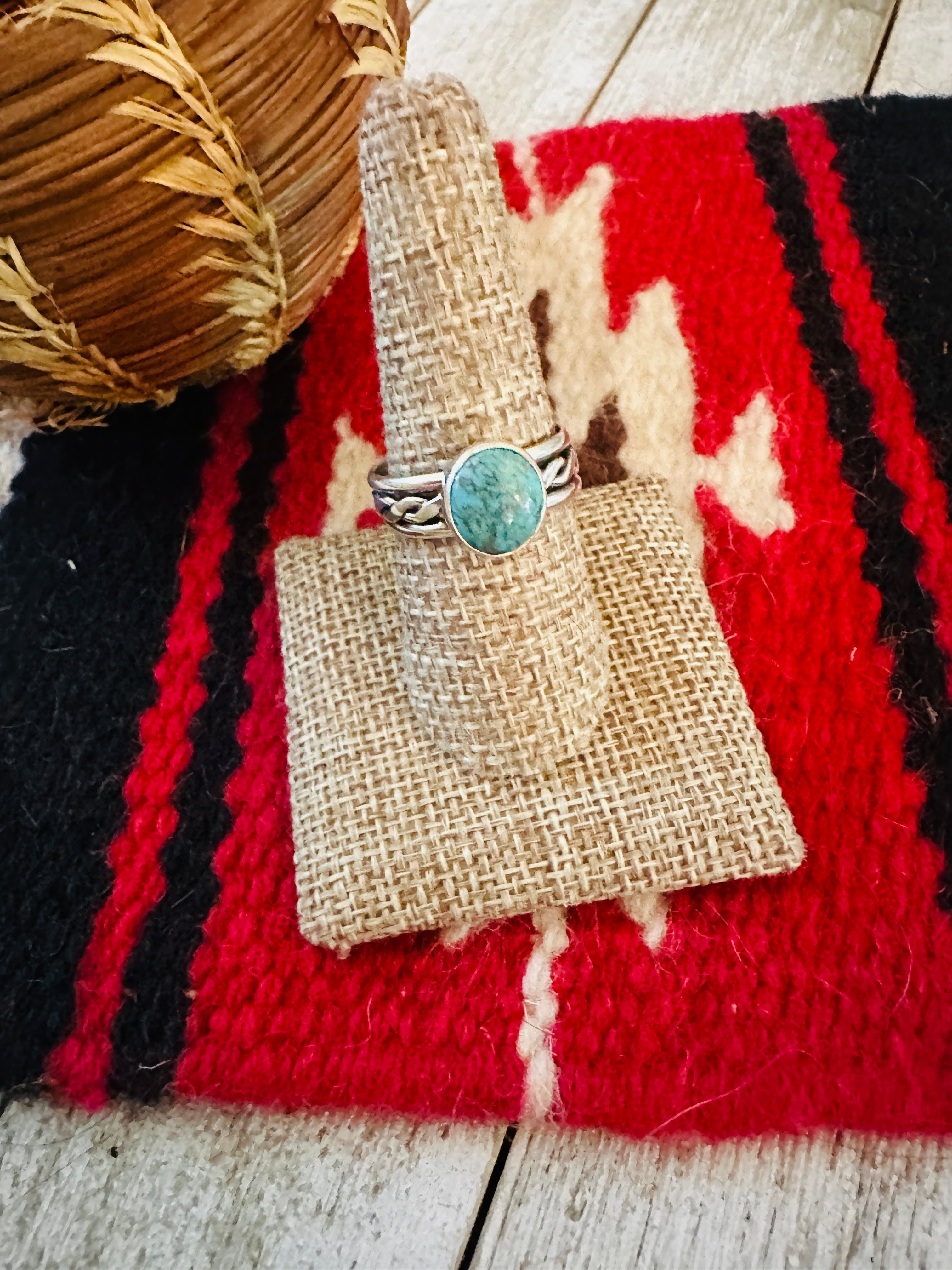 Navajo Turquoise & Sterling Silver Ring Size 9.25