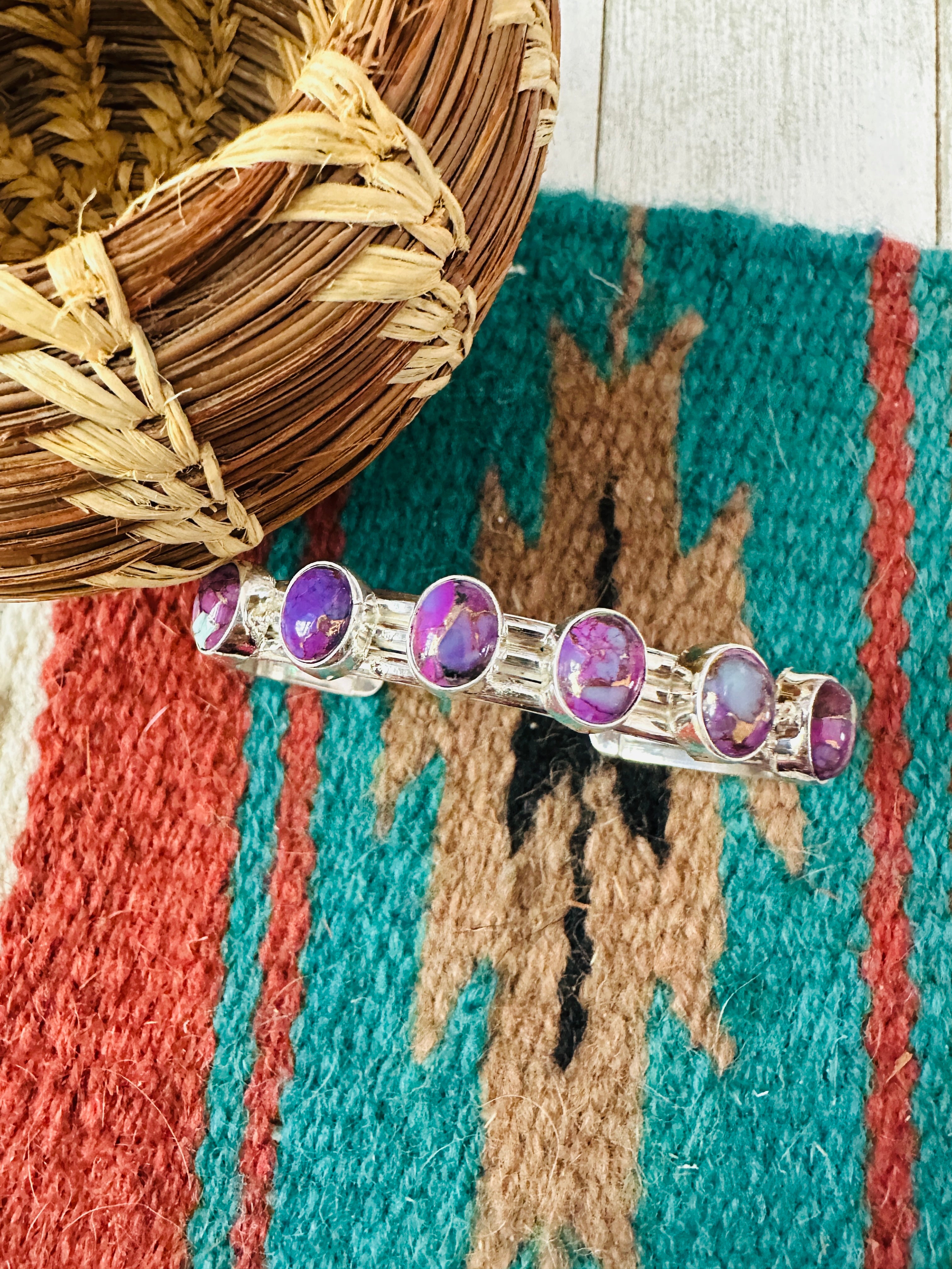 Handcrafted Sterling Silver & Purple Mojave Cuff Bracelet