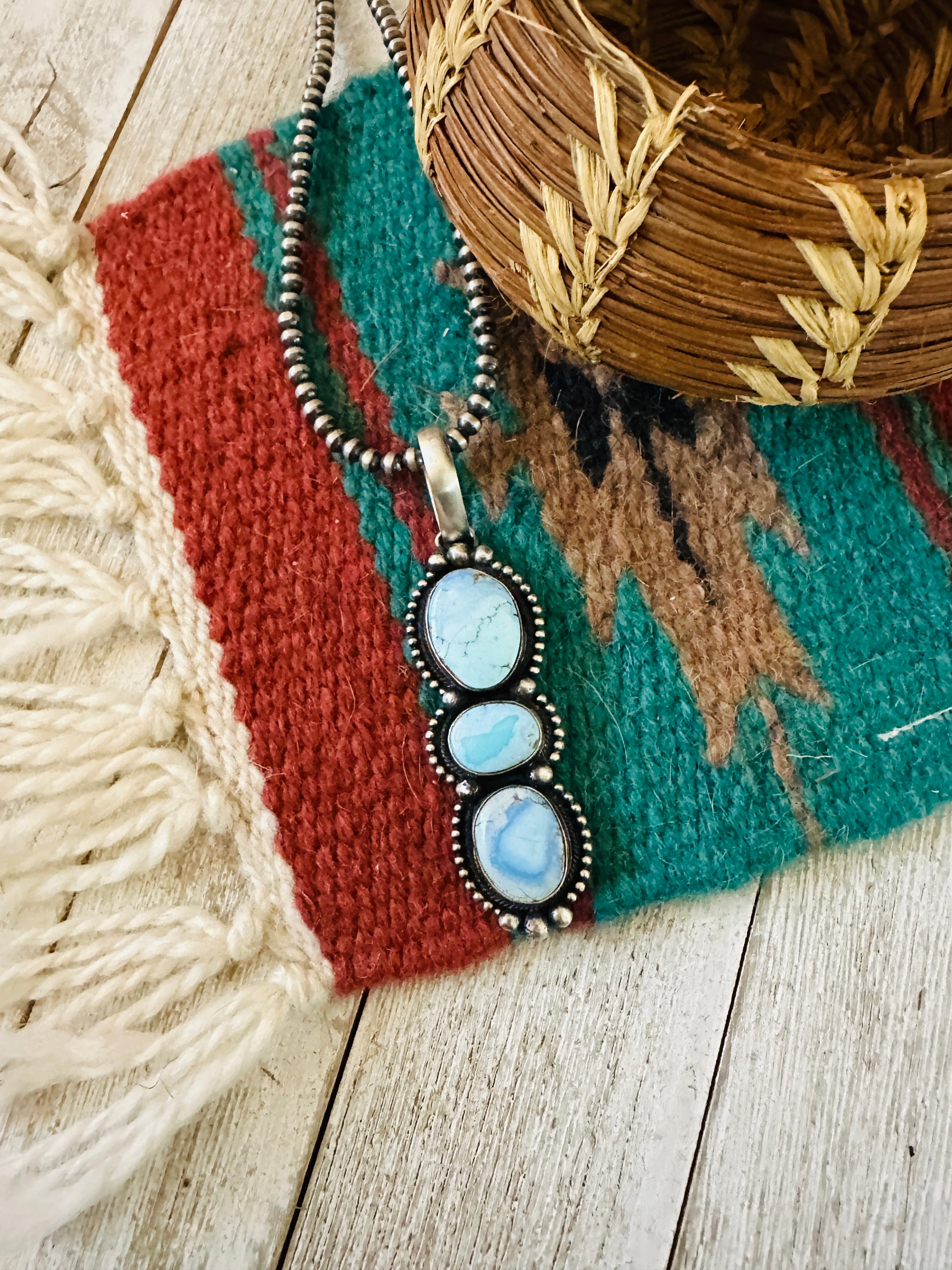Handcrafted Golden Hills Turquoise & Sterling Silver Pendant