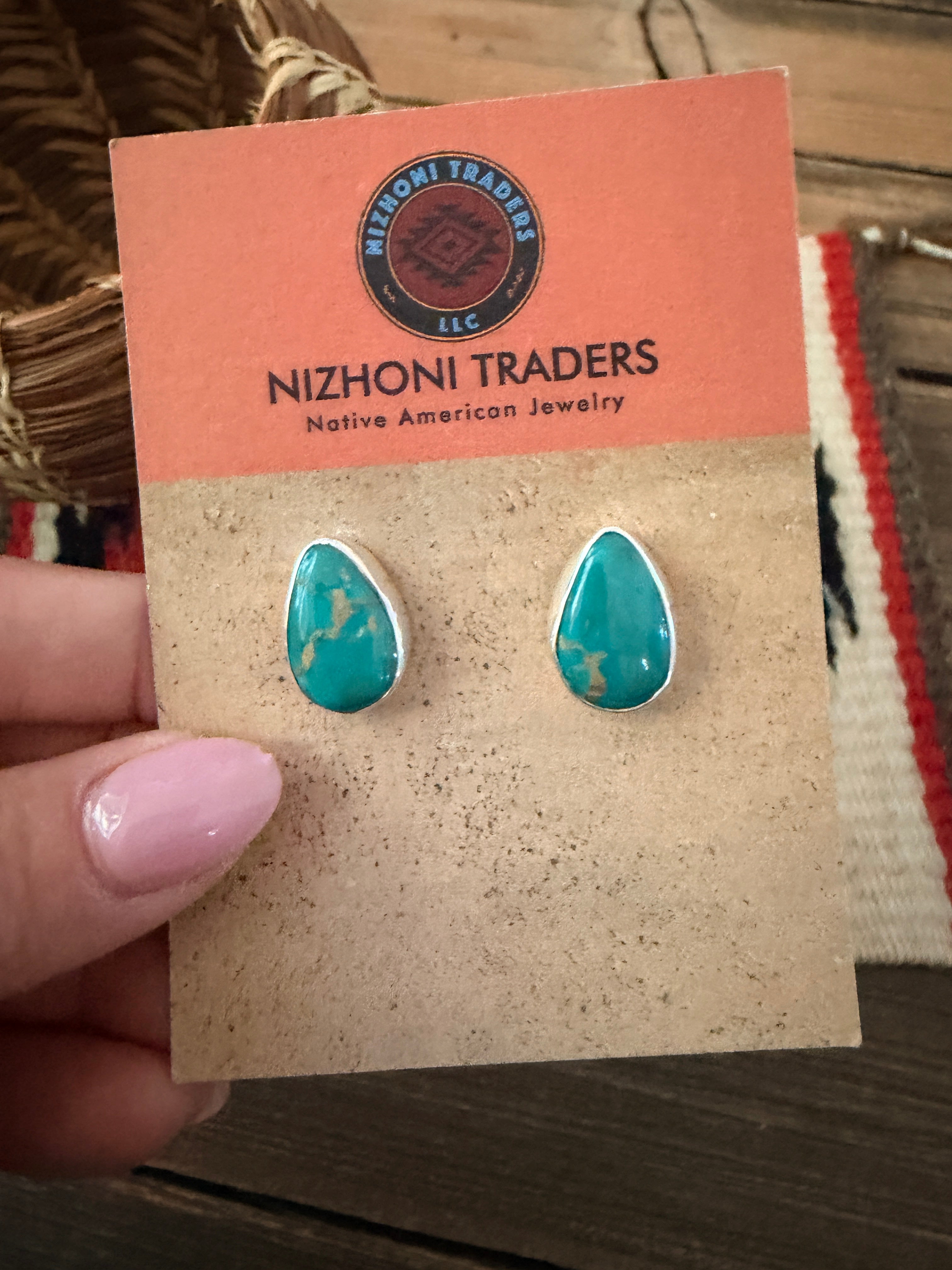 Handcrafted Turquoise & Sterling Silver Stud Earrings