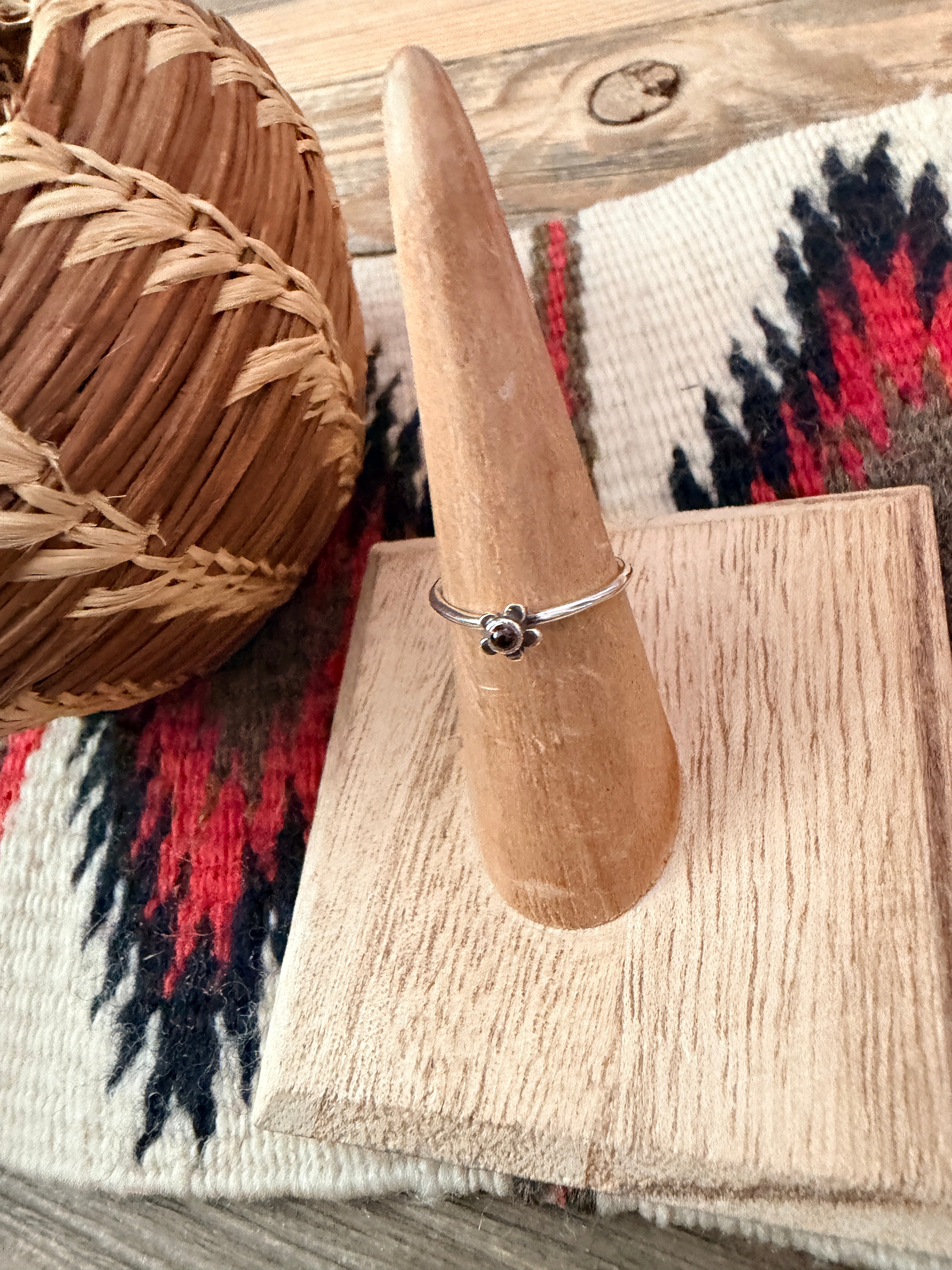 Handmade Sterling Silver & Garnet Adjustable Ring