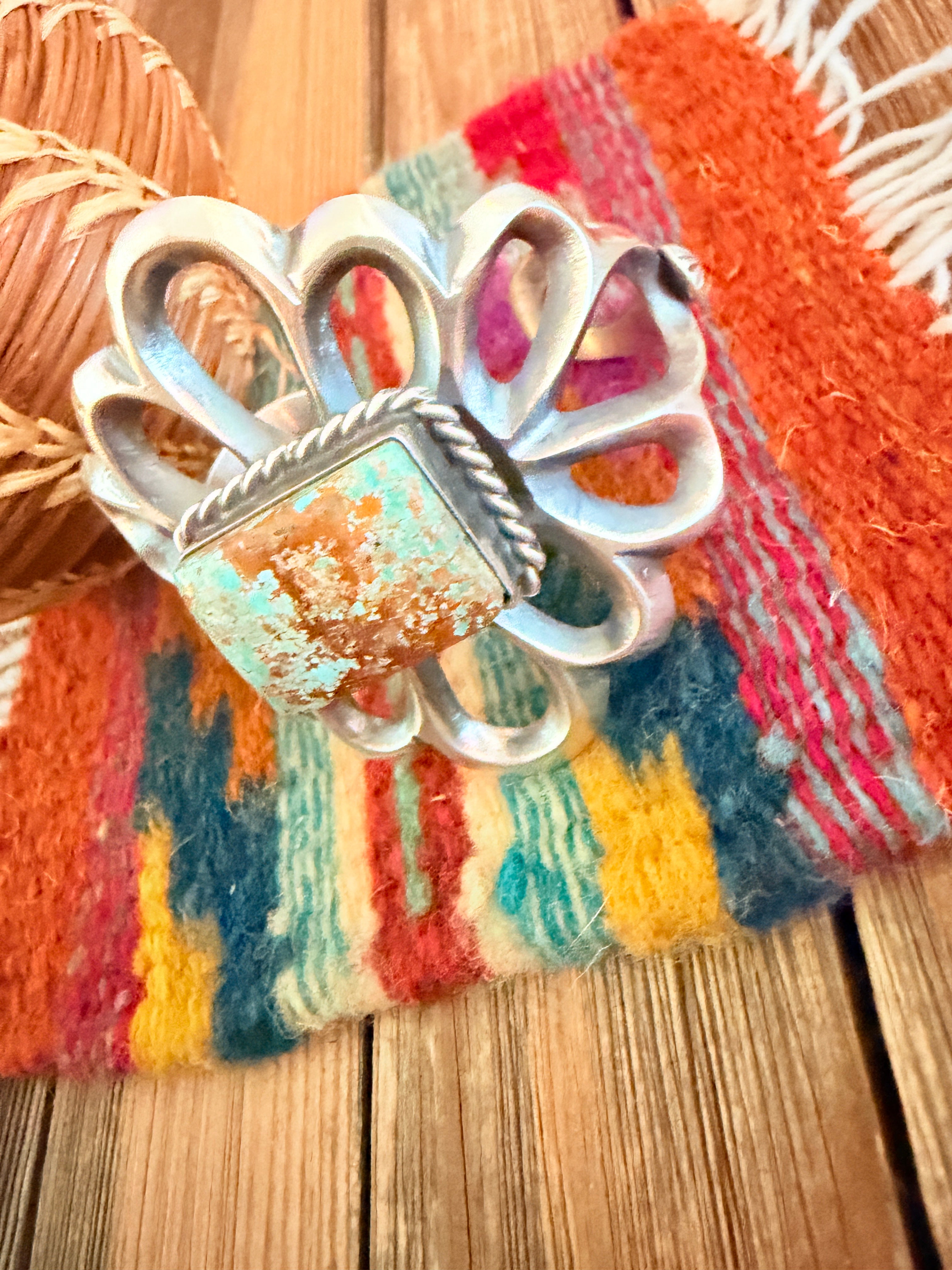 Handcrafted Sterling Silver & Number 8 Turquoise Cuff Bracelet by Chimney Butte