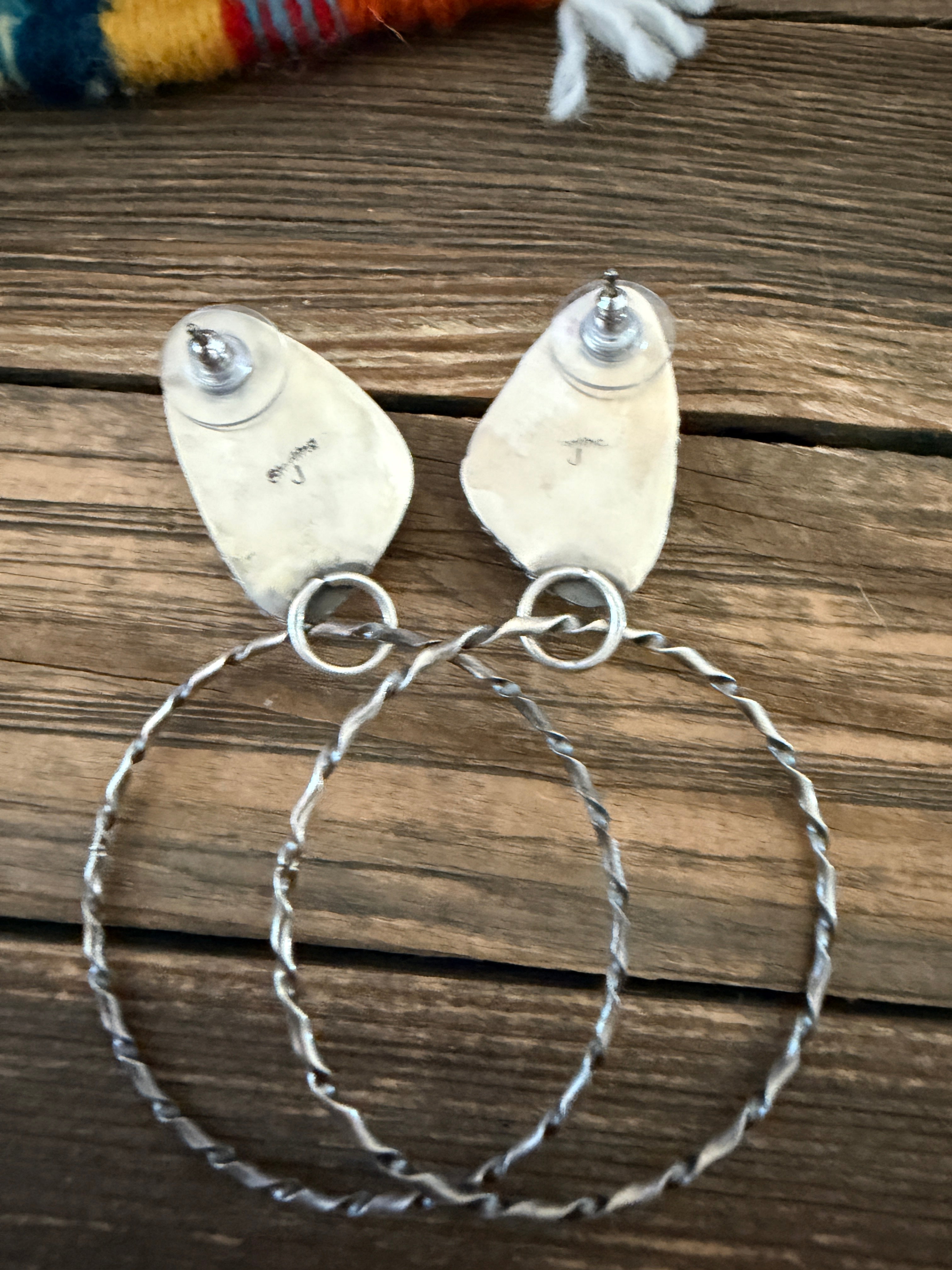 Handcrafted Bumblebee & Sterling Silver Hoop Earrings