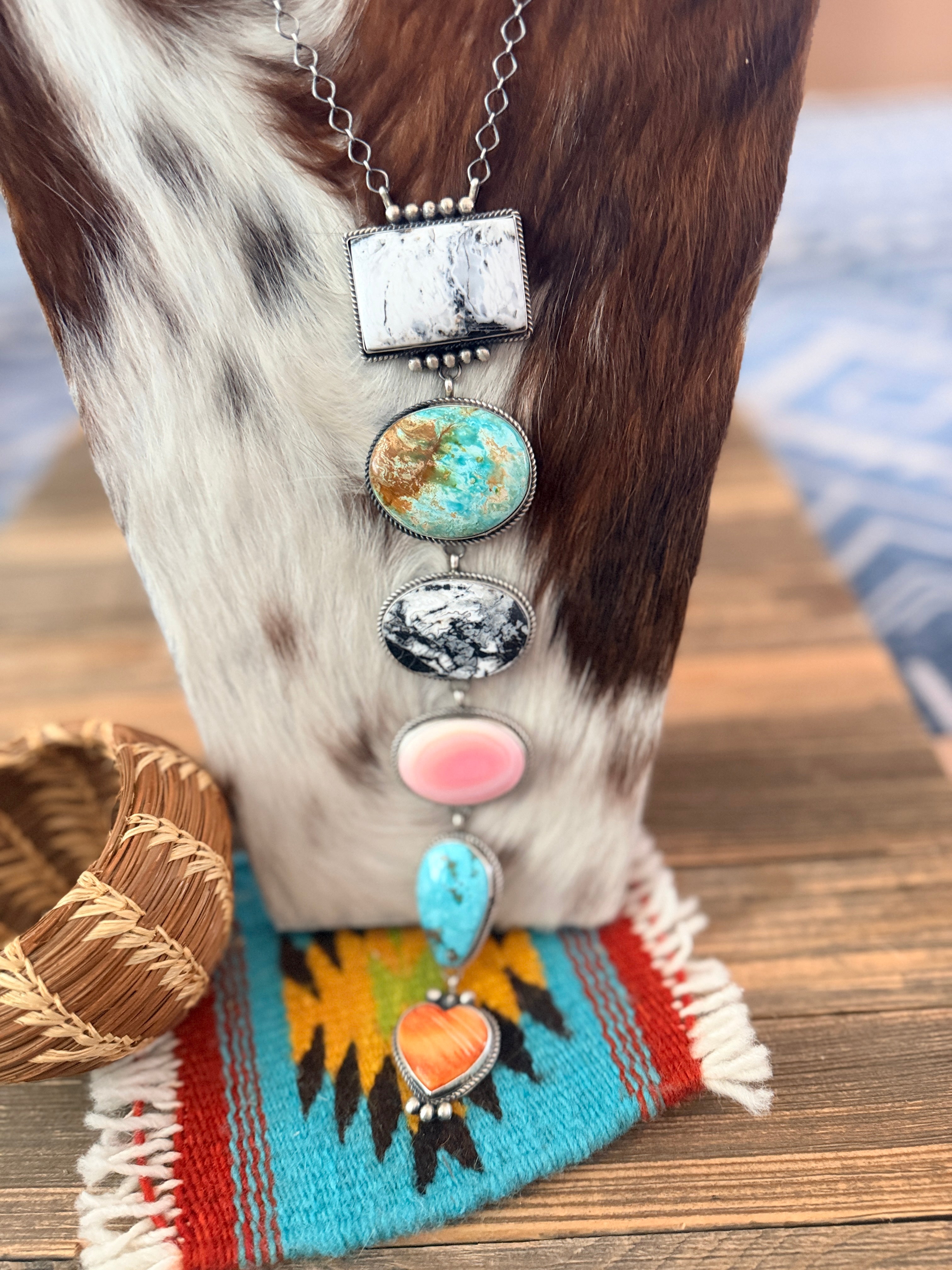 Handcrafted Multi Stone & Sterling Silver Lariat Necklace by Vicky Hicks