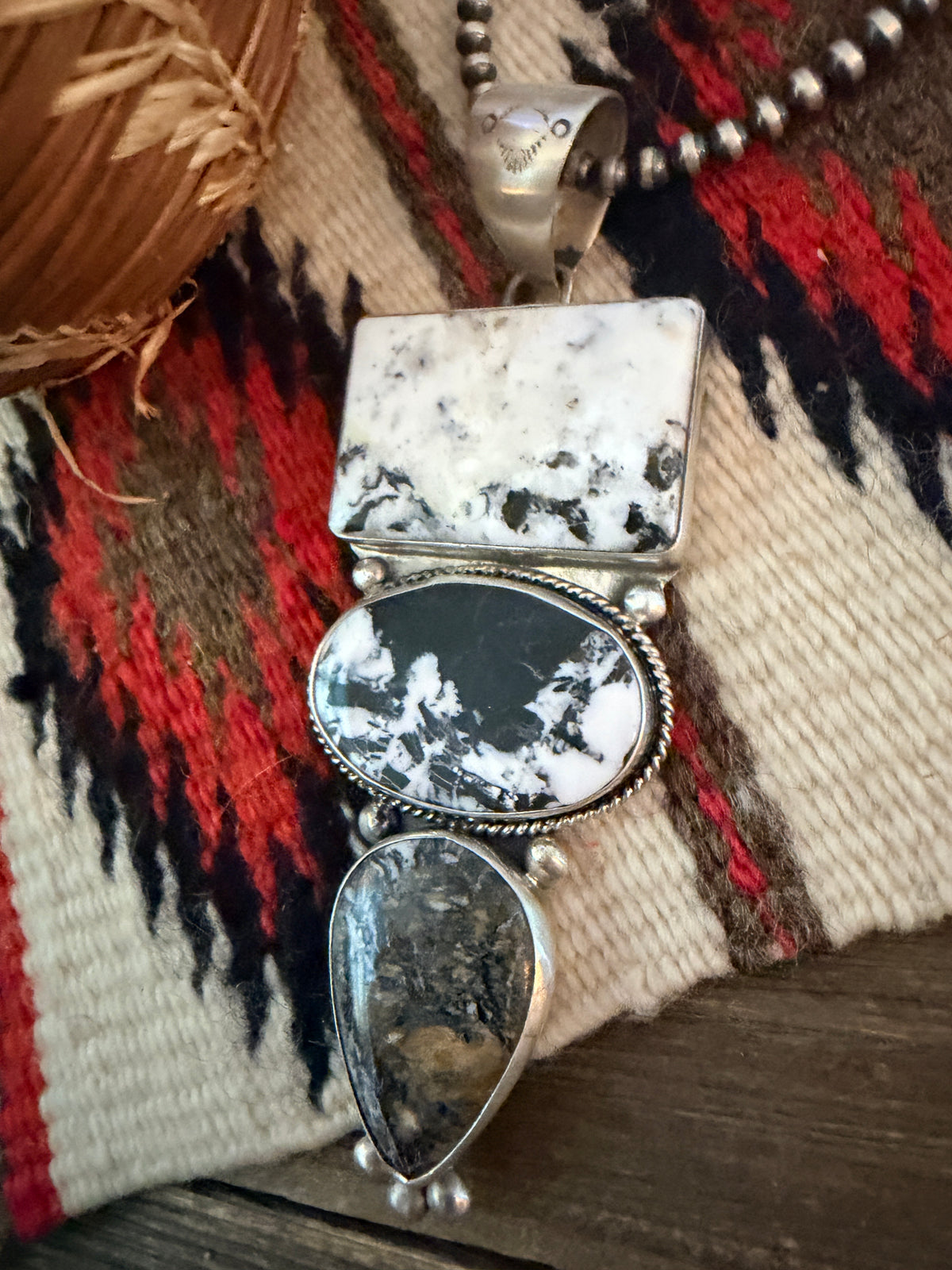 Handcrafted Sterling Silver & White Buffalo Pendant by Fred Francis