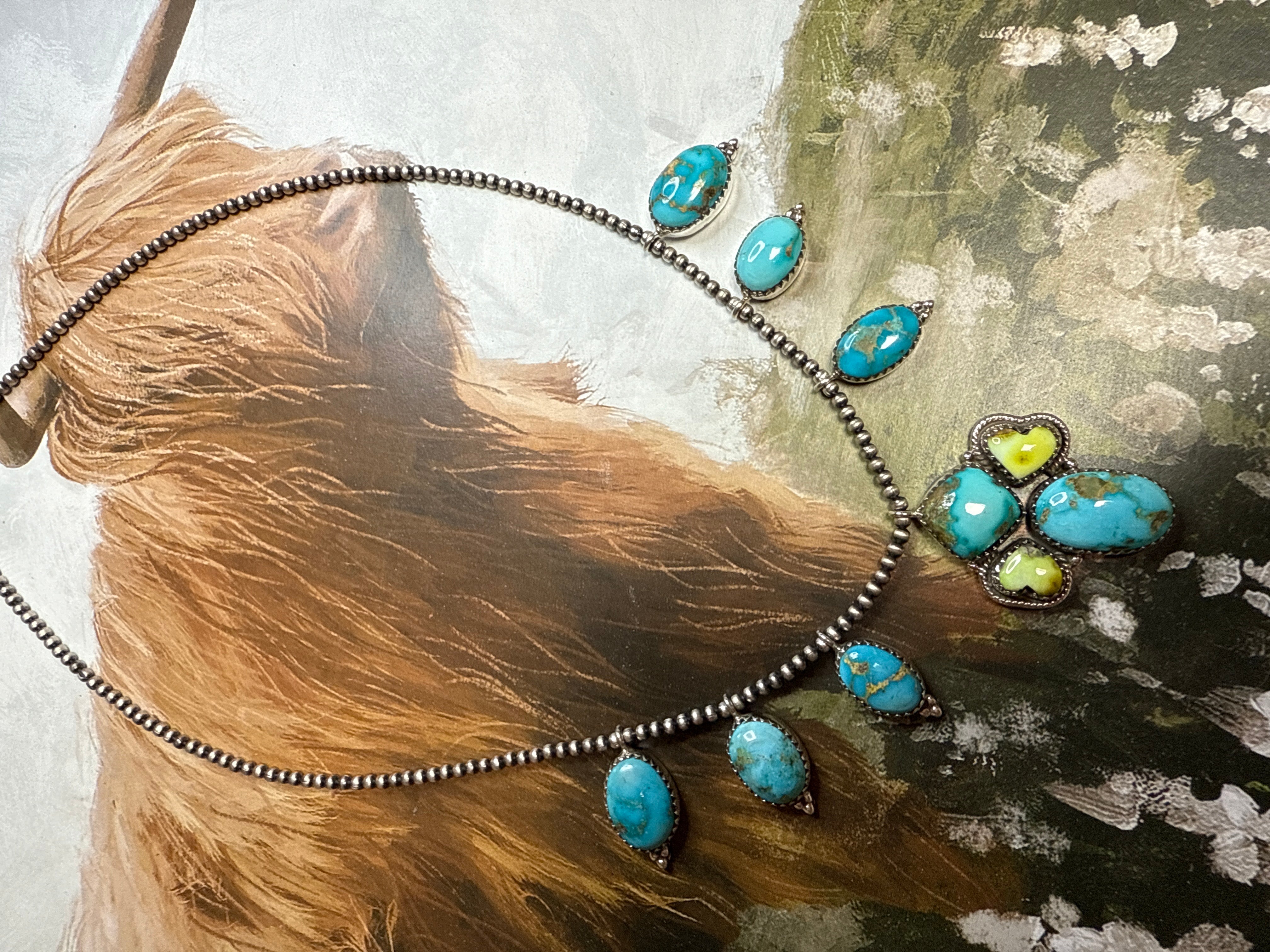 Handmade Sterling Silver South Hills Sonoran & Palomino Turquoise Necklace