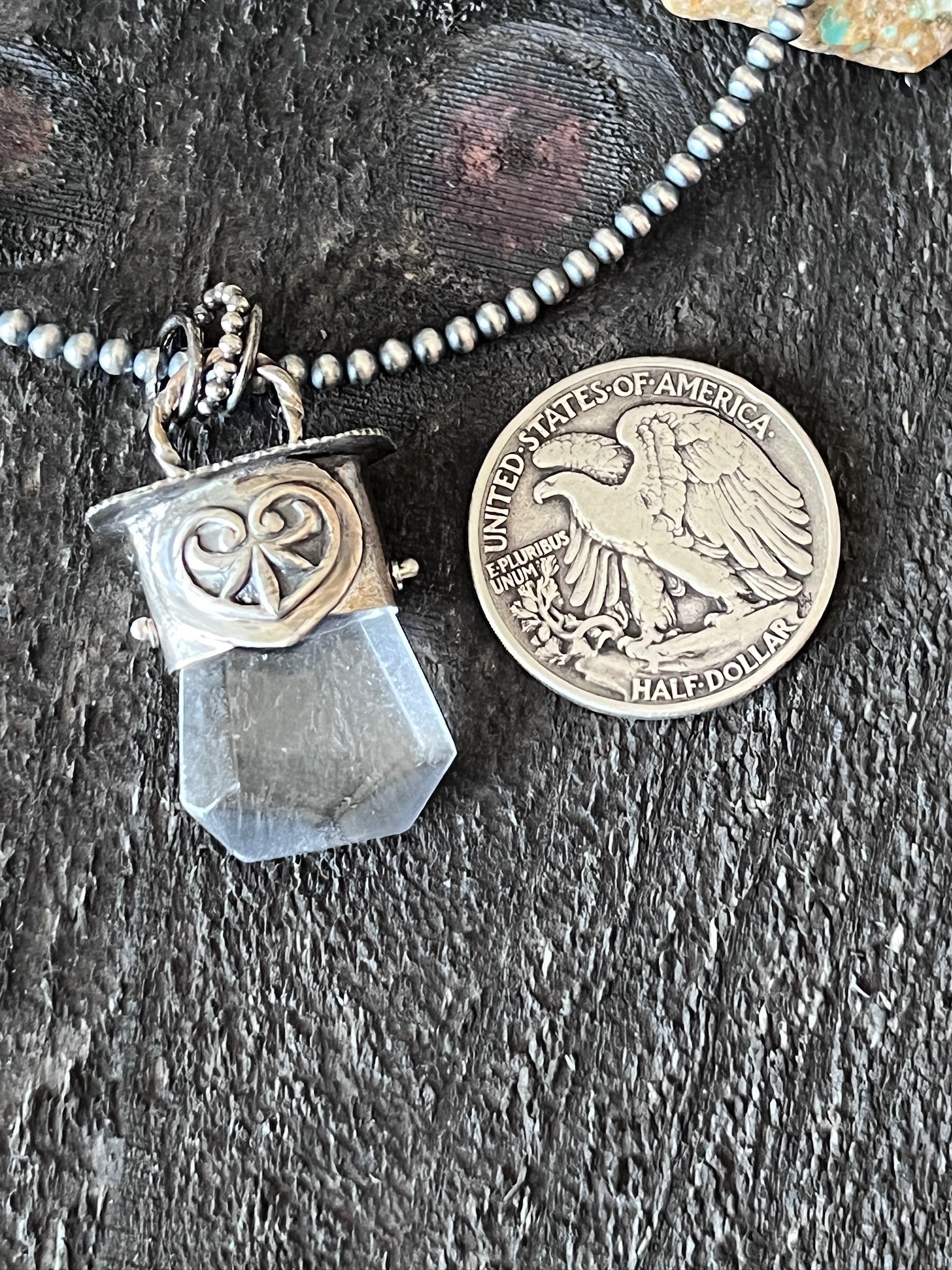 Sterling Silver Gem Collector 30” + 2” Beaded Necklace w/ Tularosa Quartz & Heart Pendant