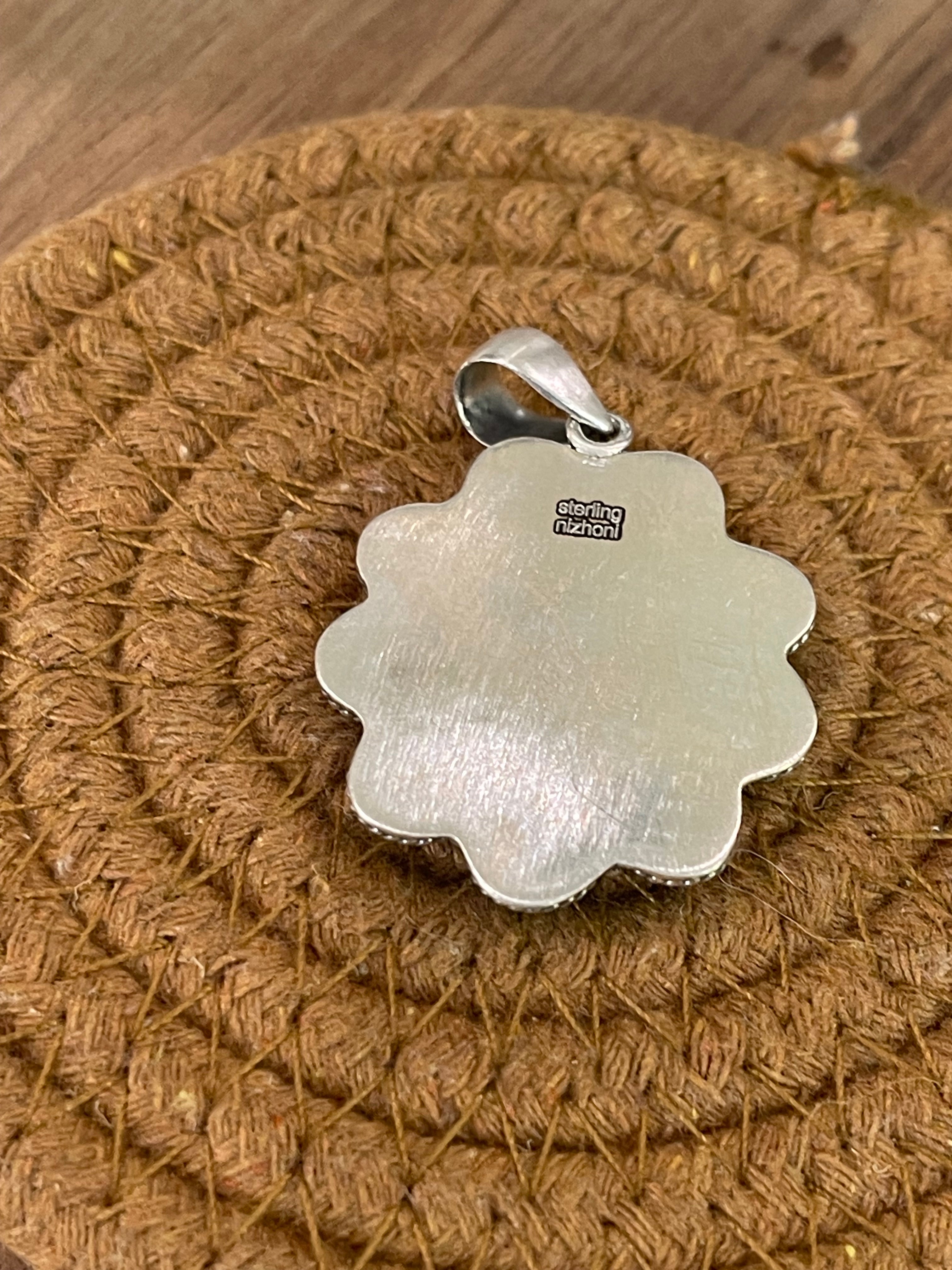 Beautiful Handmade Sterling Silver & South Hill Sonoran Turquoise Cluster Pendant