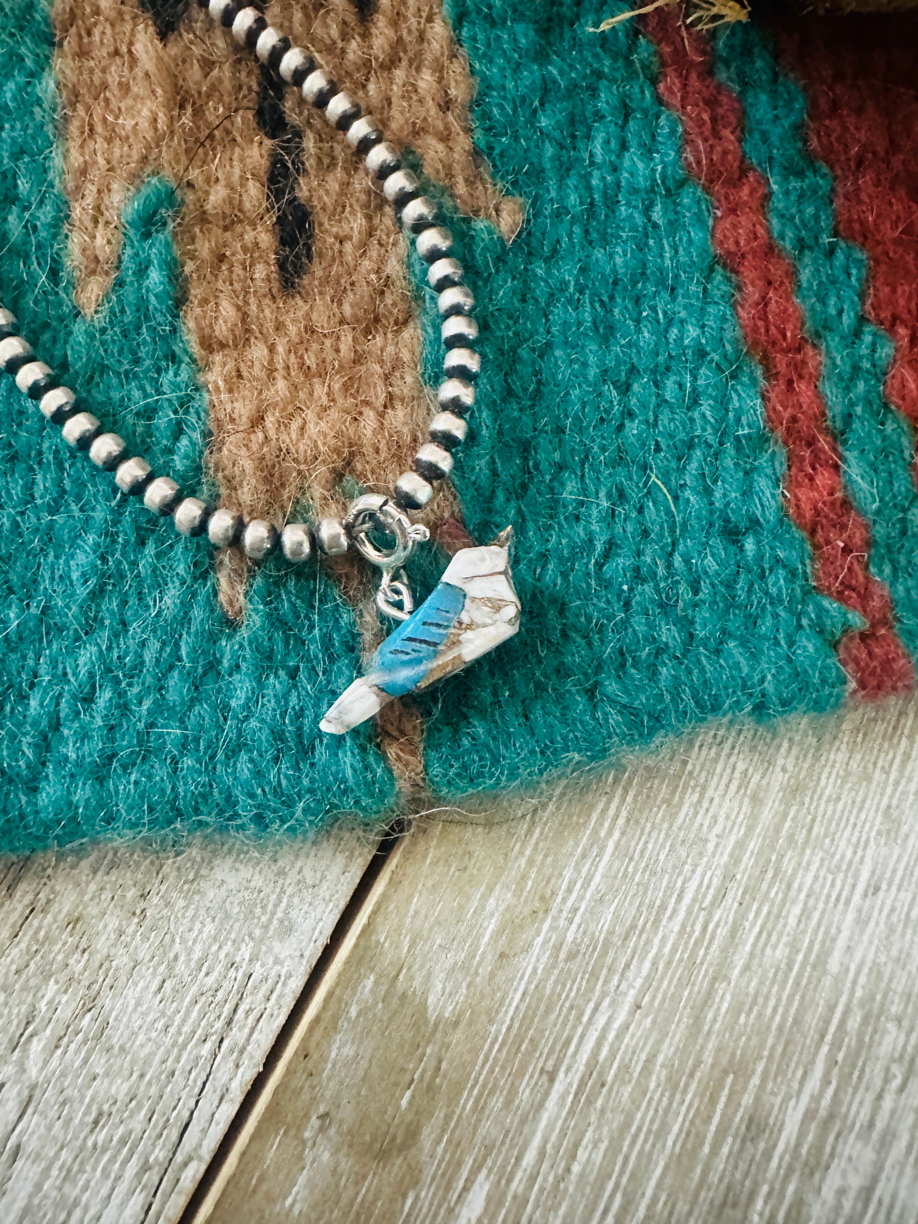 Handcrafted & Hand Carved Blue Mojave Bird Charm