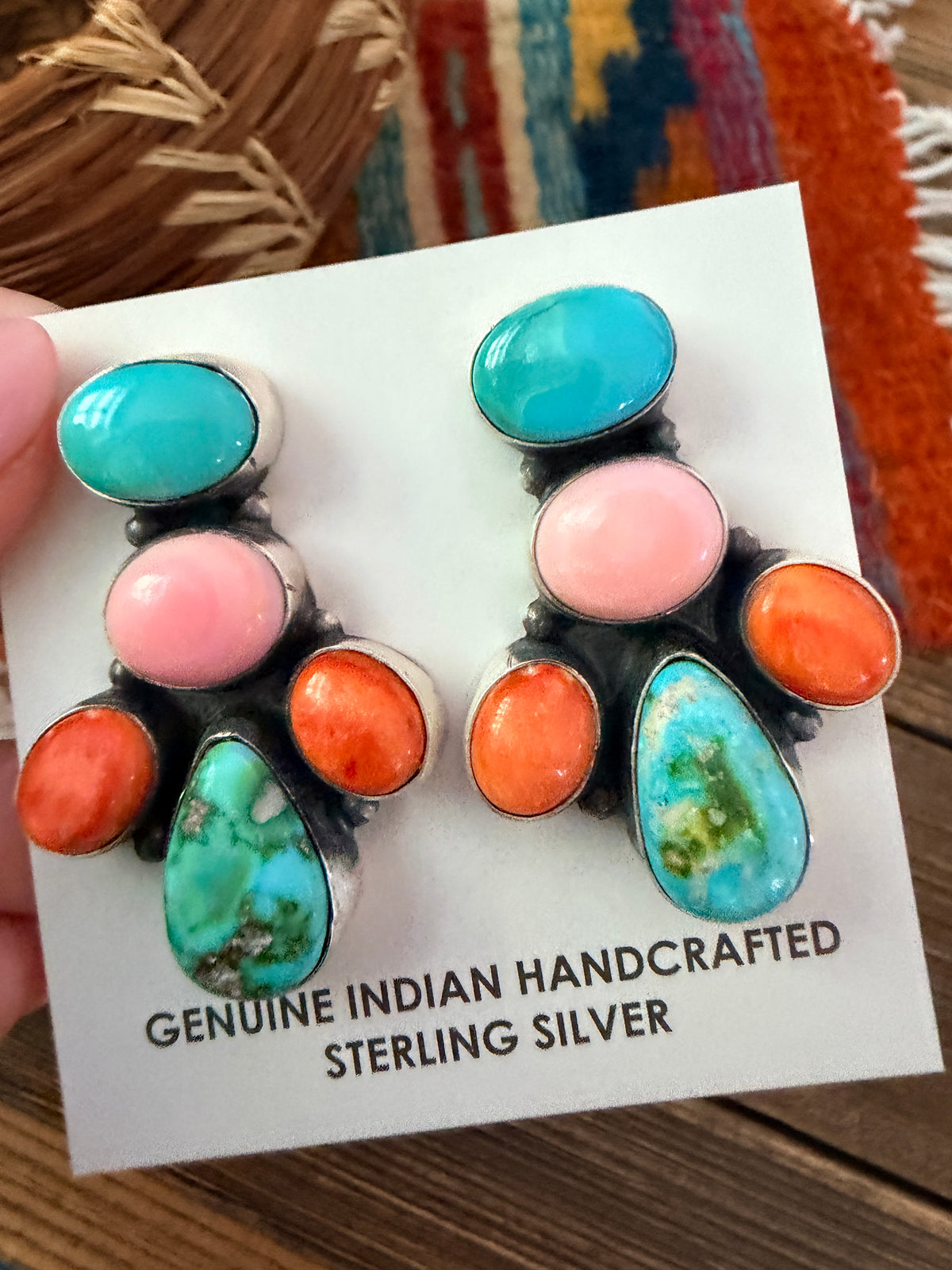 Handcrafted Multi Stone & Sterling Silver Dangle Earrings