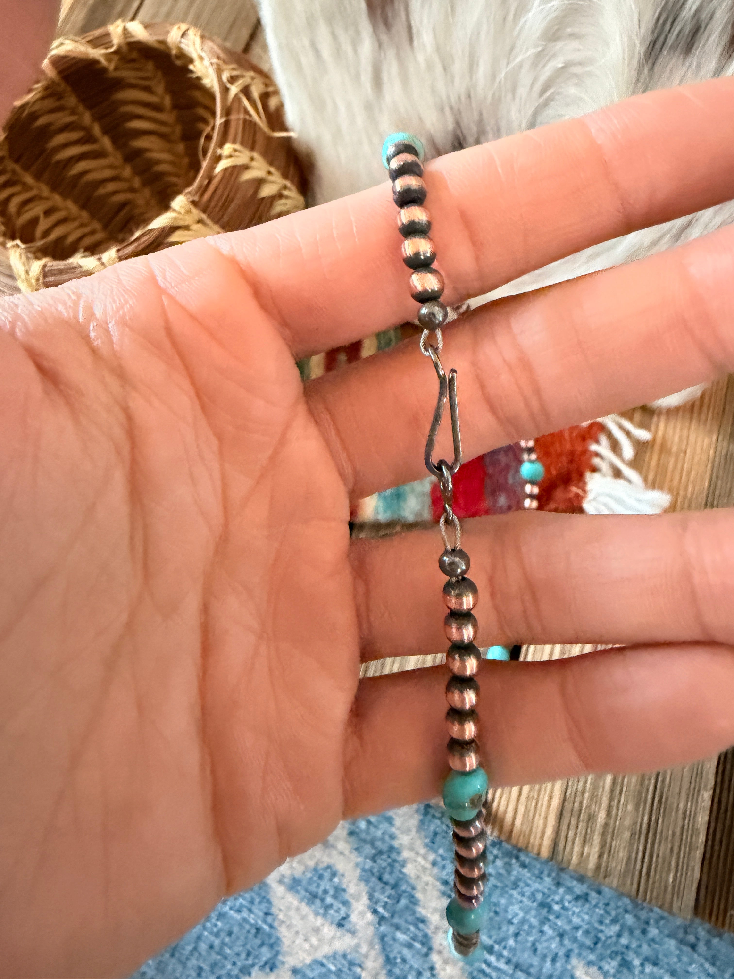 Handcrafted Turquoise & Copper Beaded Necklace