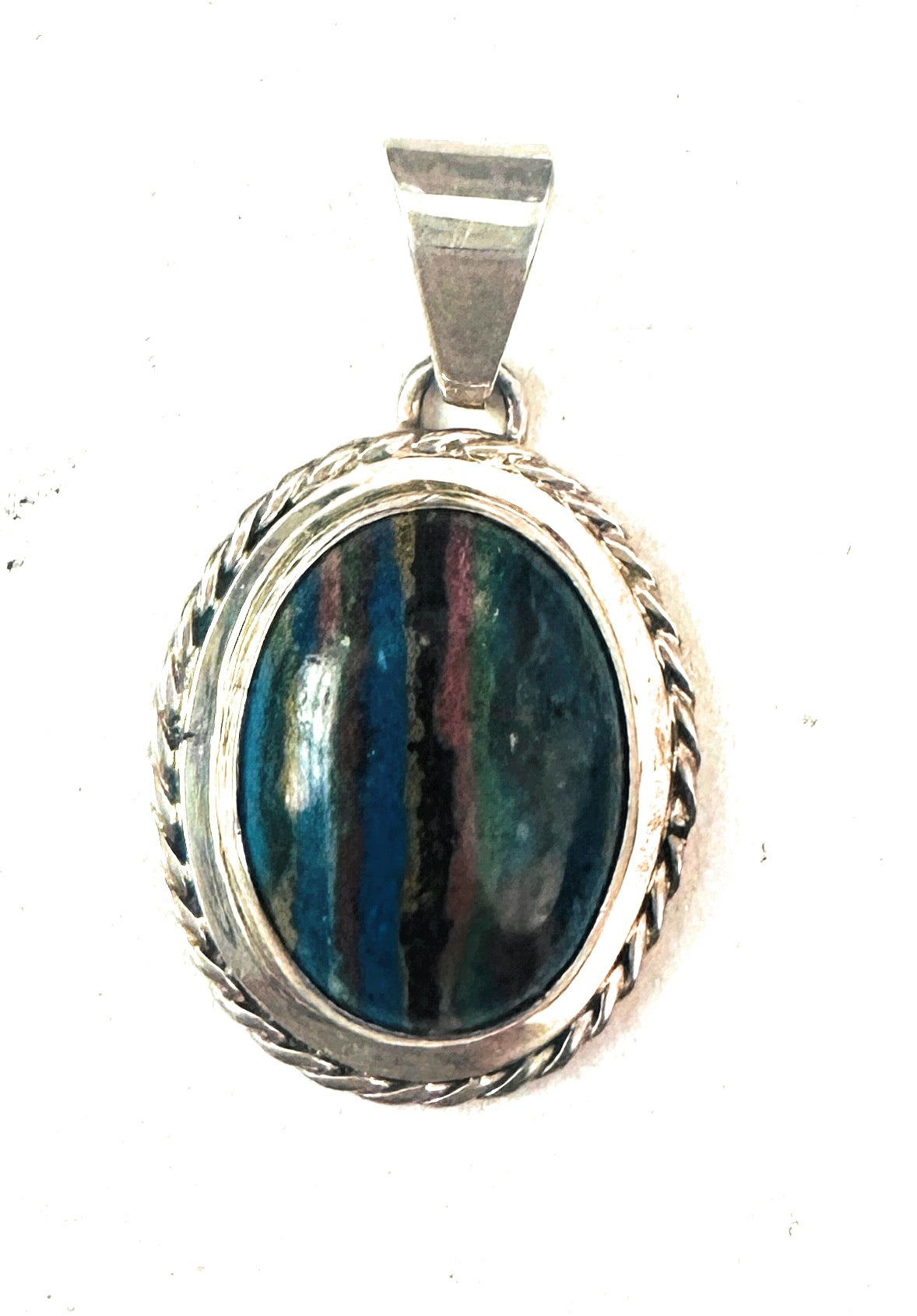 Handcrafted Rainbow Calsilica and Sterling Silver Star Pendant