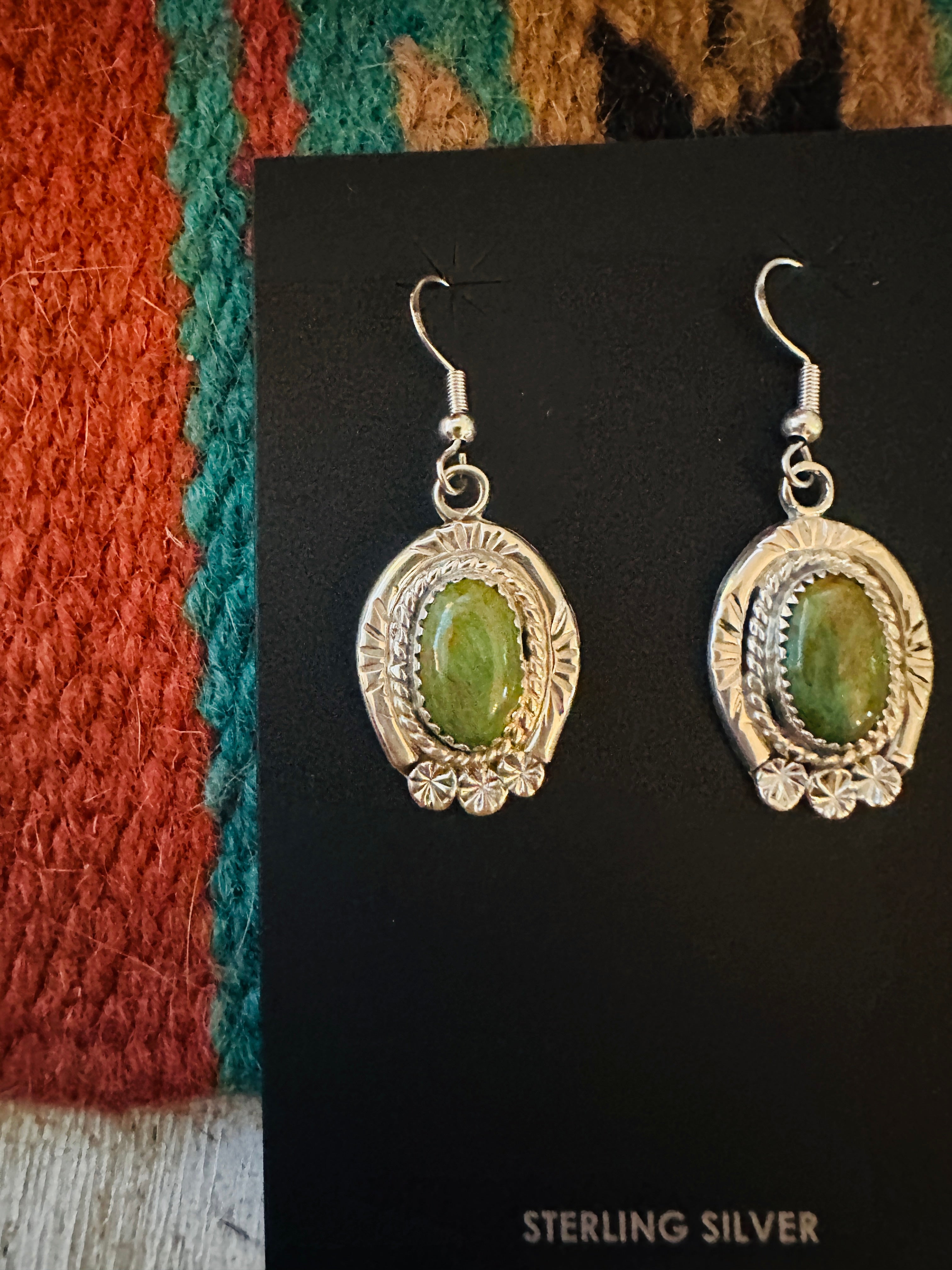 Handcrafted Royston Turquoise & Sterling Silver Dangle Earrings