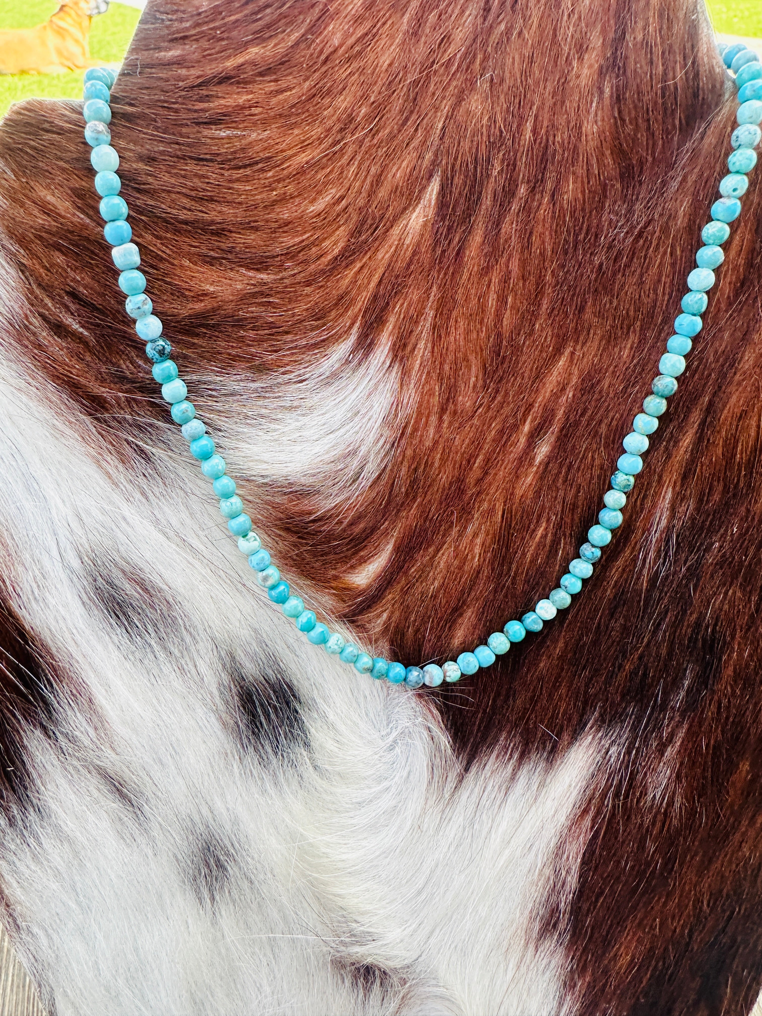 Handcrafted Turquoise & Sterling Silver Beaded 14” Necklace
