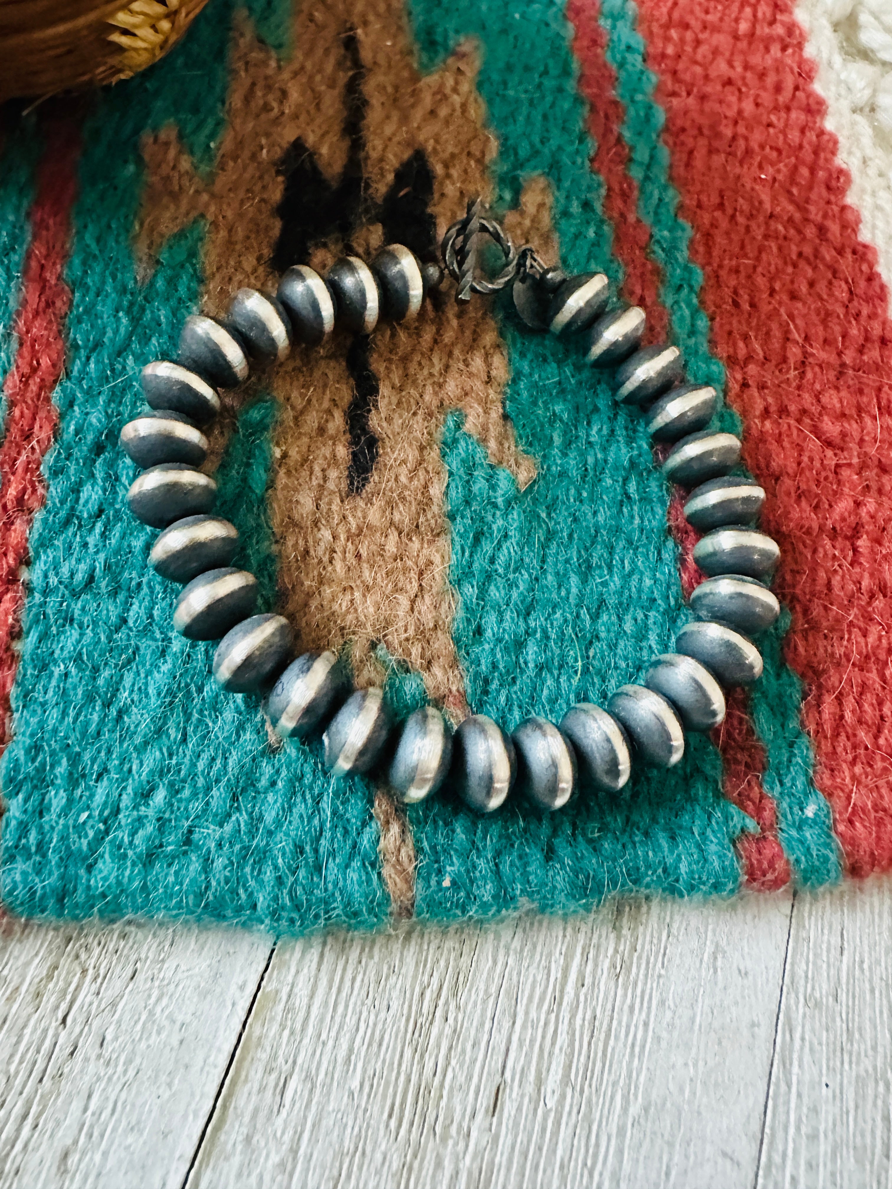 Handcrafted 9mm Saucer Sterling Silver Pearl Beaded Bracelet