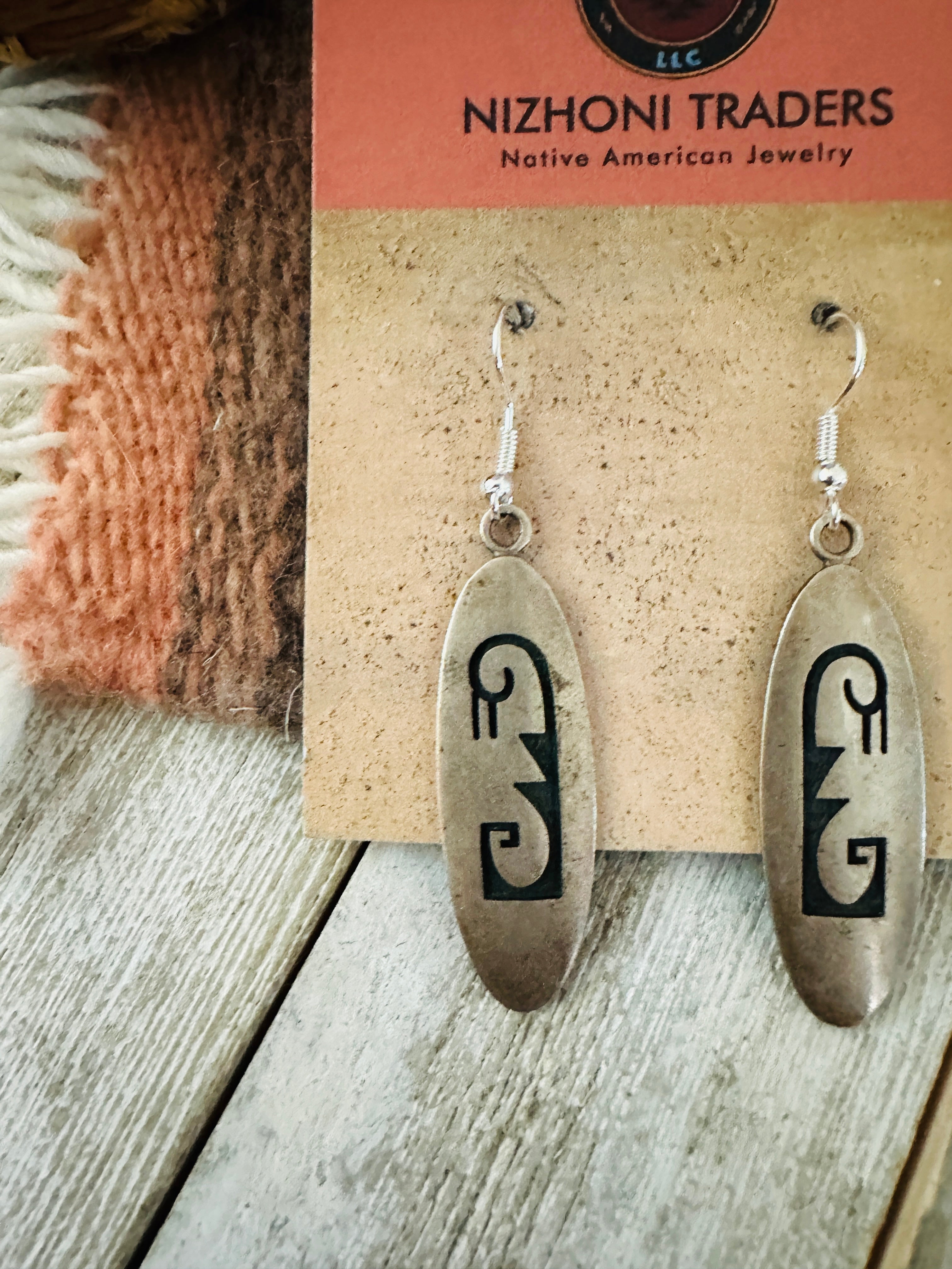Old Pawn Hopi Overlaid Sterling Silver Dangle Earrings
