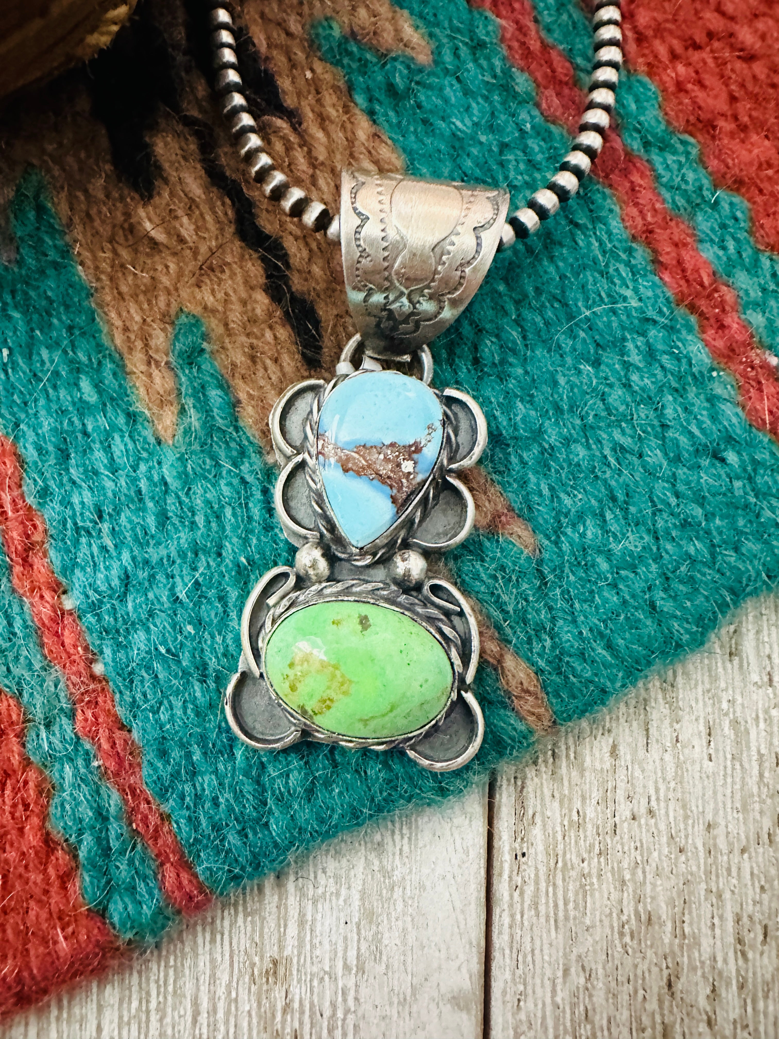 Handcrafted Sterling Silver & Multi Turquoise Pendant