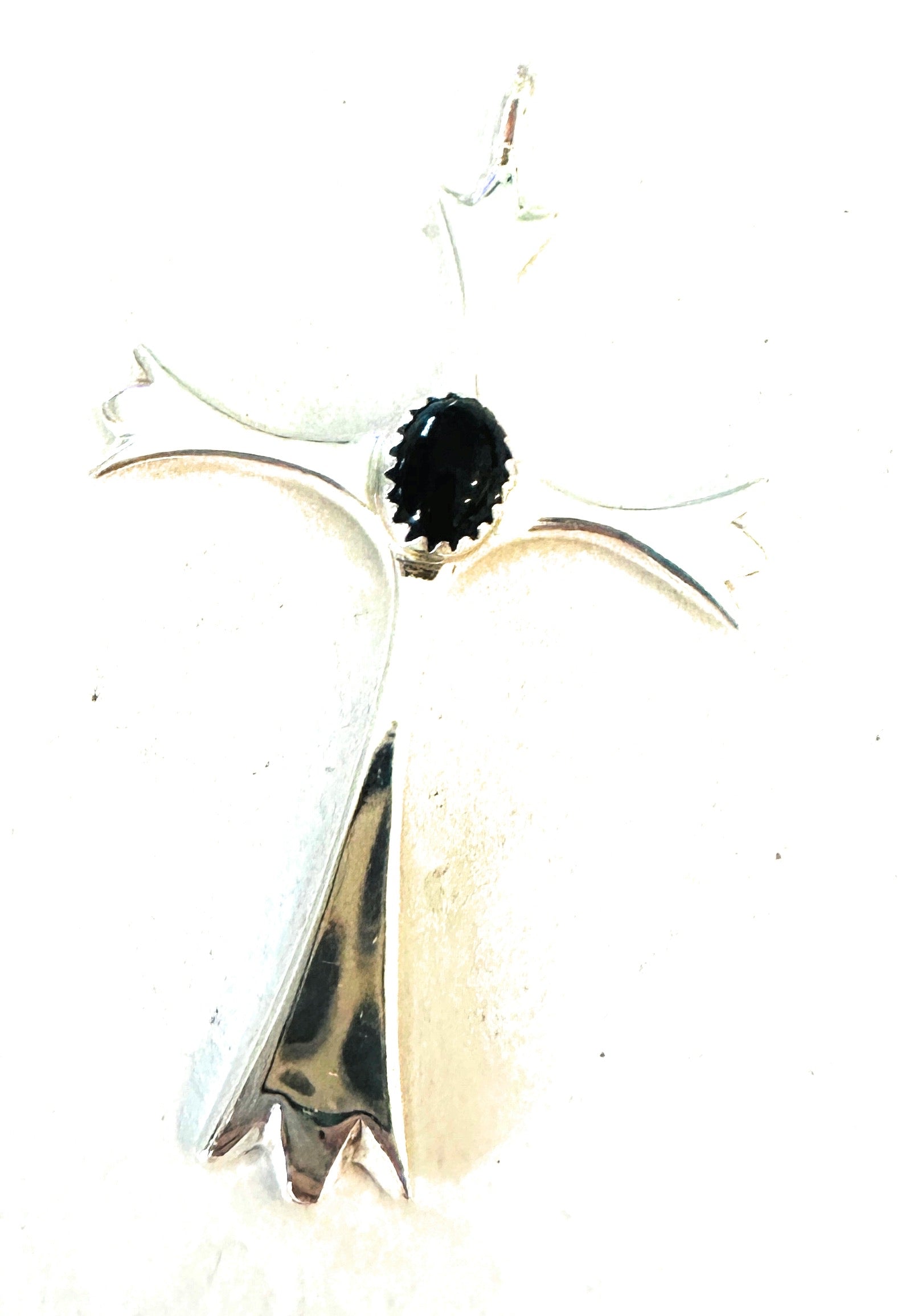 Handcrafted Black Onyx & Sterling Silver Cross Pendant
